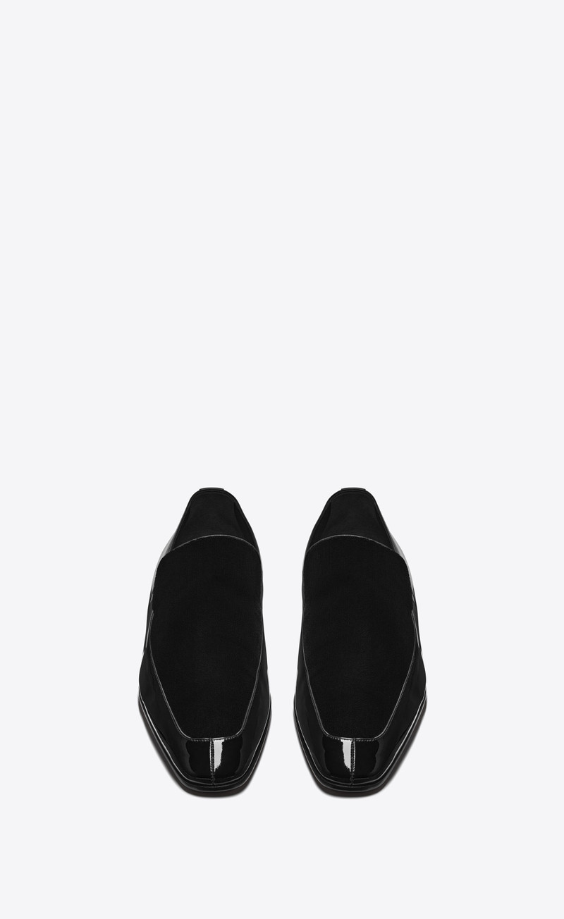 SAINT LAURENT gabriel loafers in patent leather and velvet outlook