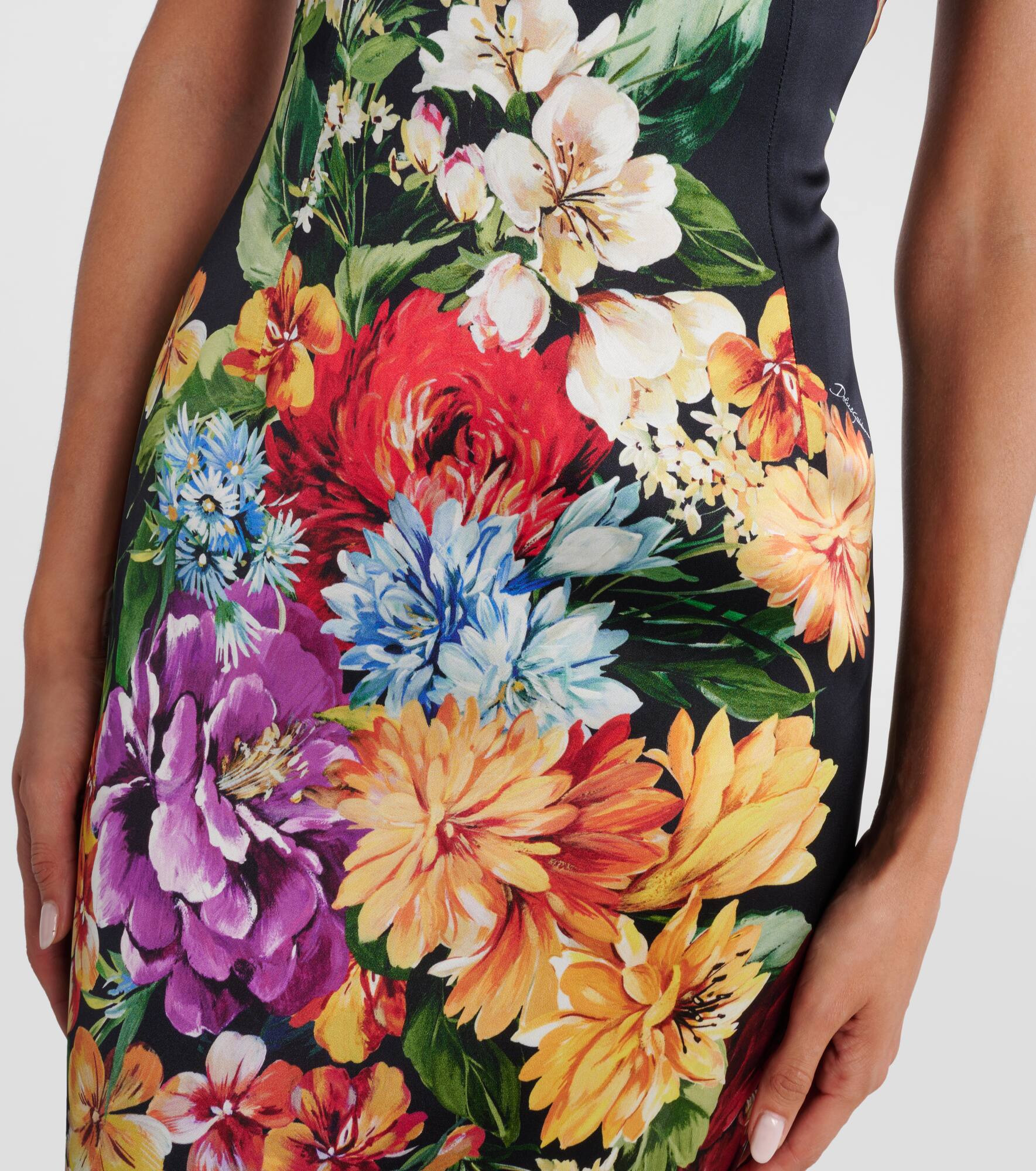 Floral satin midi dress - 5