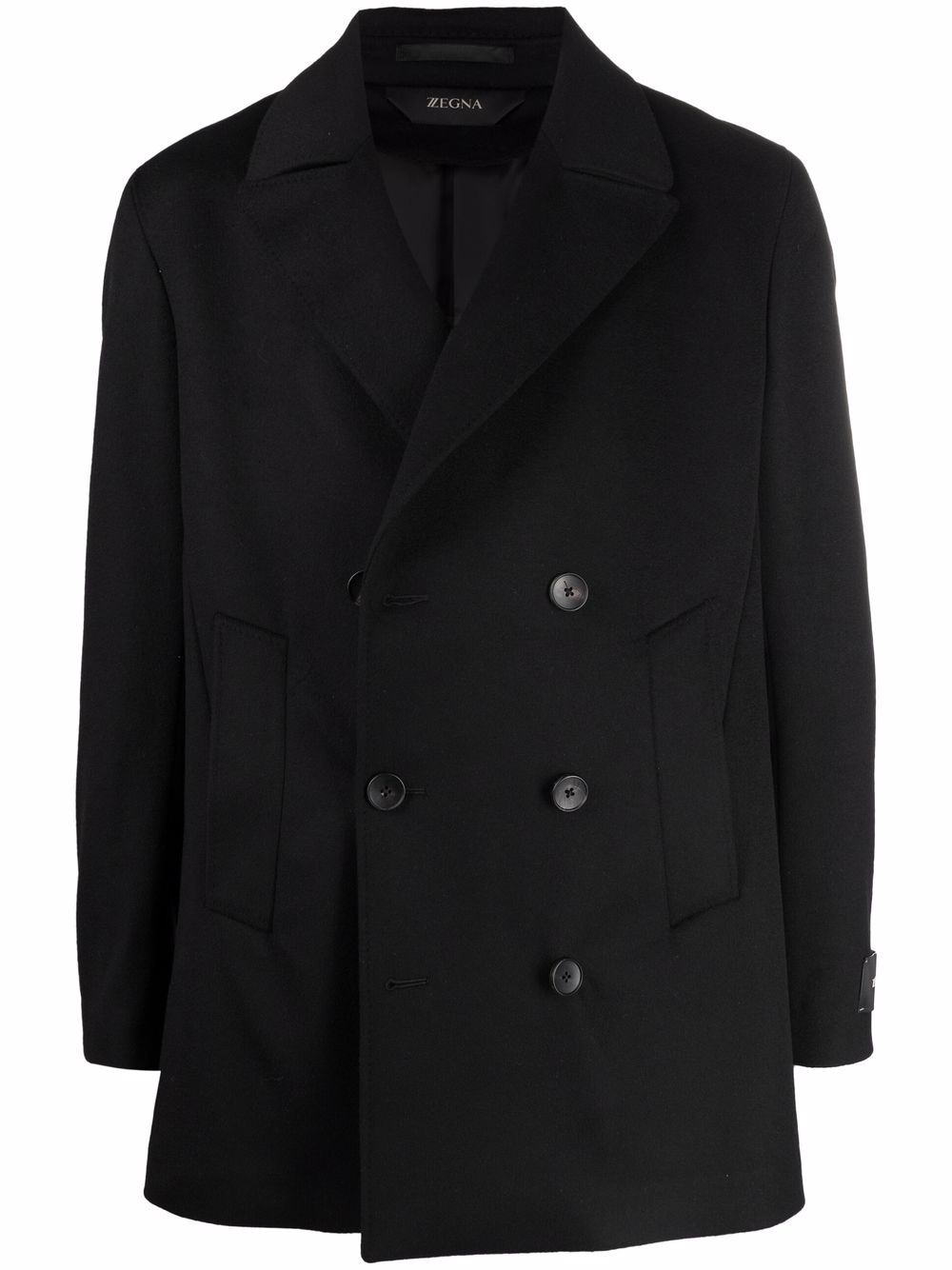 double-breasted wool-cashmere blend coat - 1