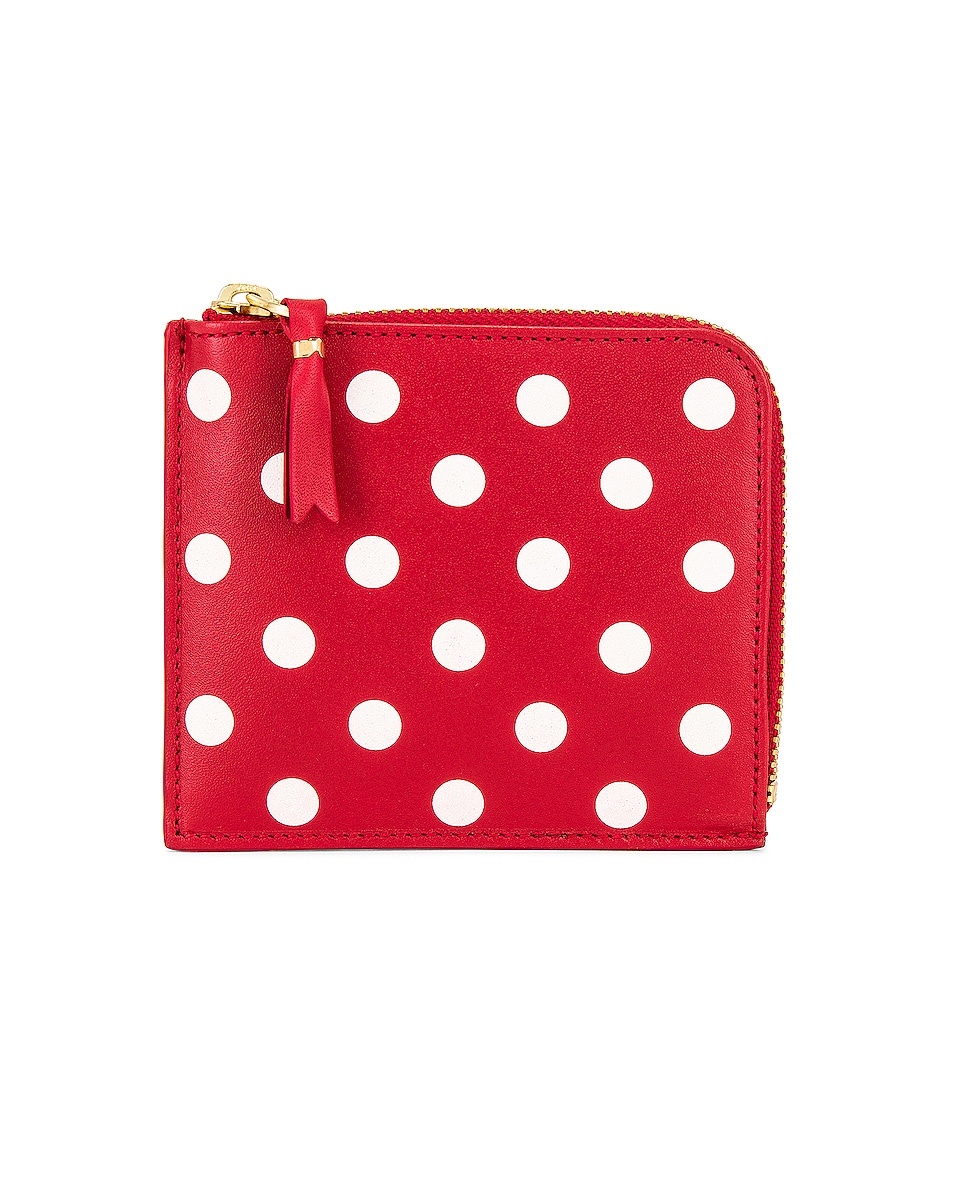 Dots Printed Leather Zip Wallet - 1