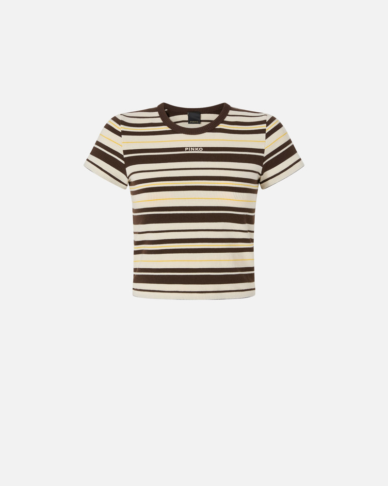 CROPPED STRIPED T-SHIRT WITH PINKO LOGO 7