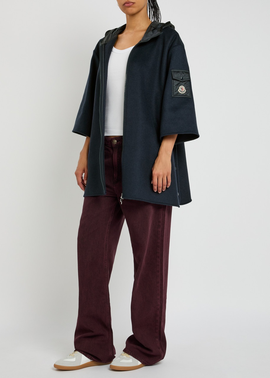 Moncler Hooded Shell and Wool-blend Cape Coat - 4