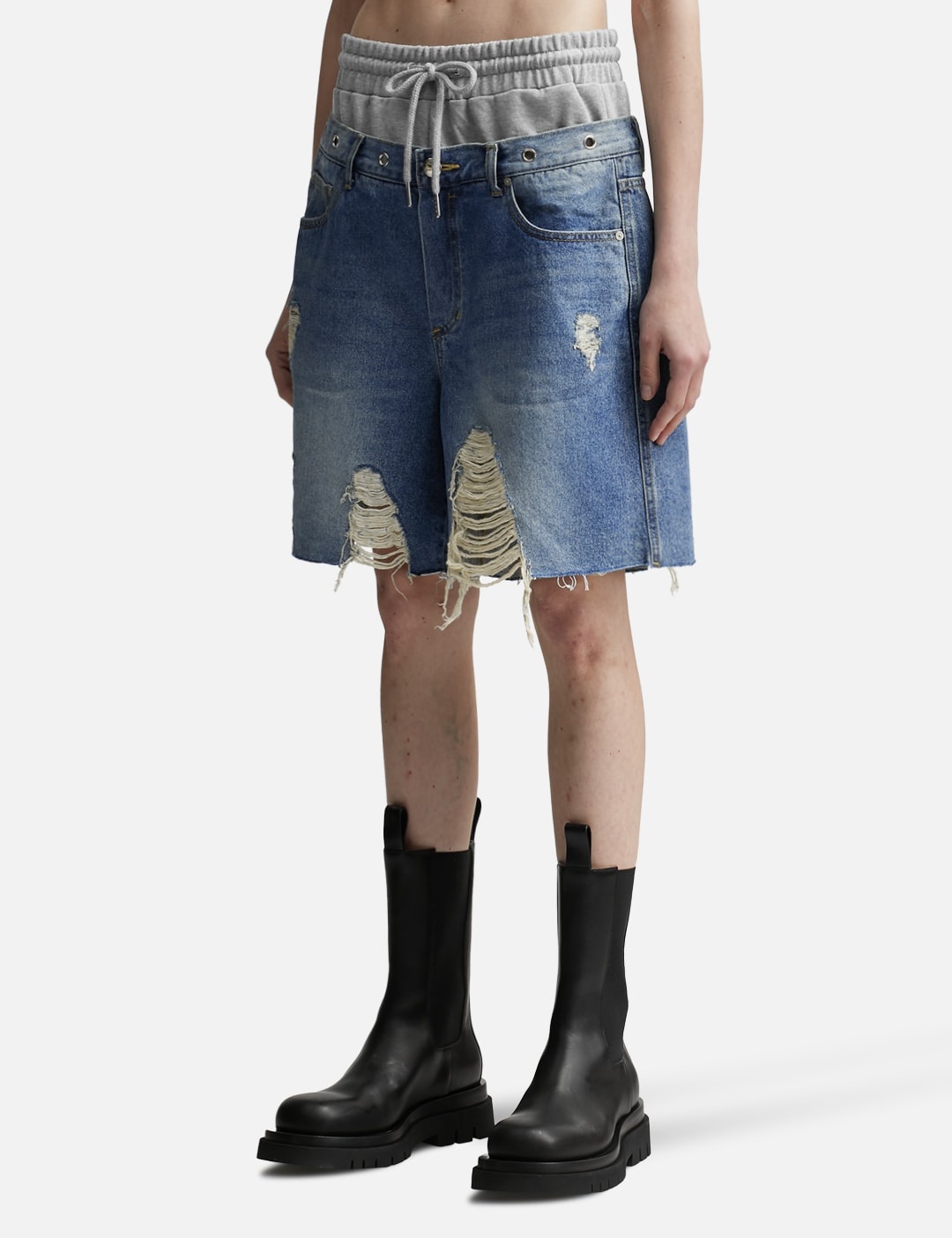 Andersson Bell DENNY SWEAT WAIST DAMAGED SHORTS | hbx