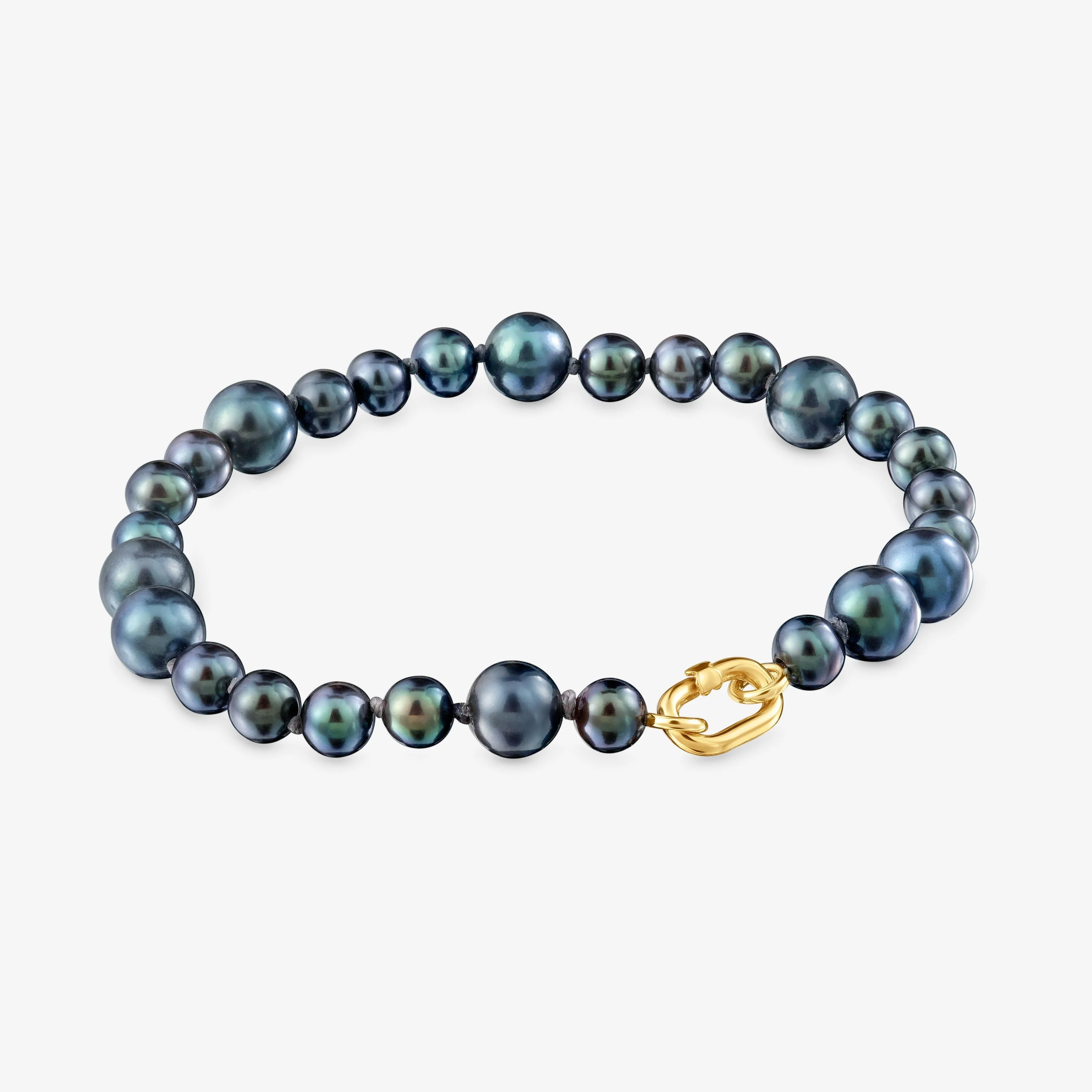 Hold Oval 18K solid gold Bracelet with cultured baroque pearls - 1