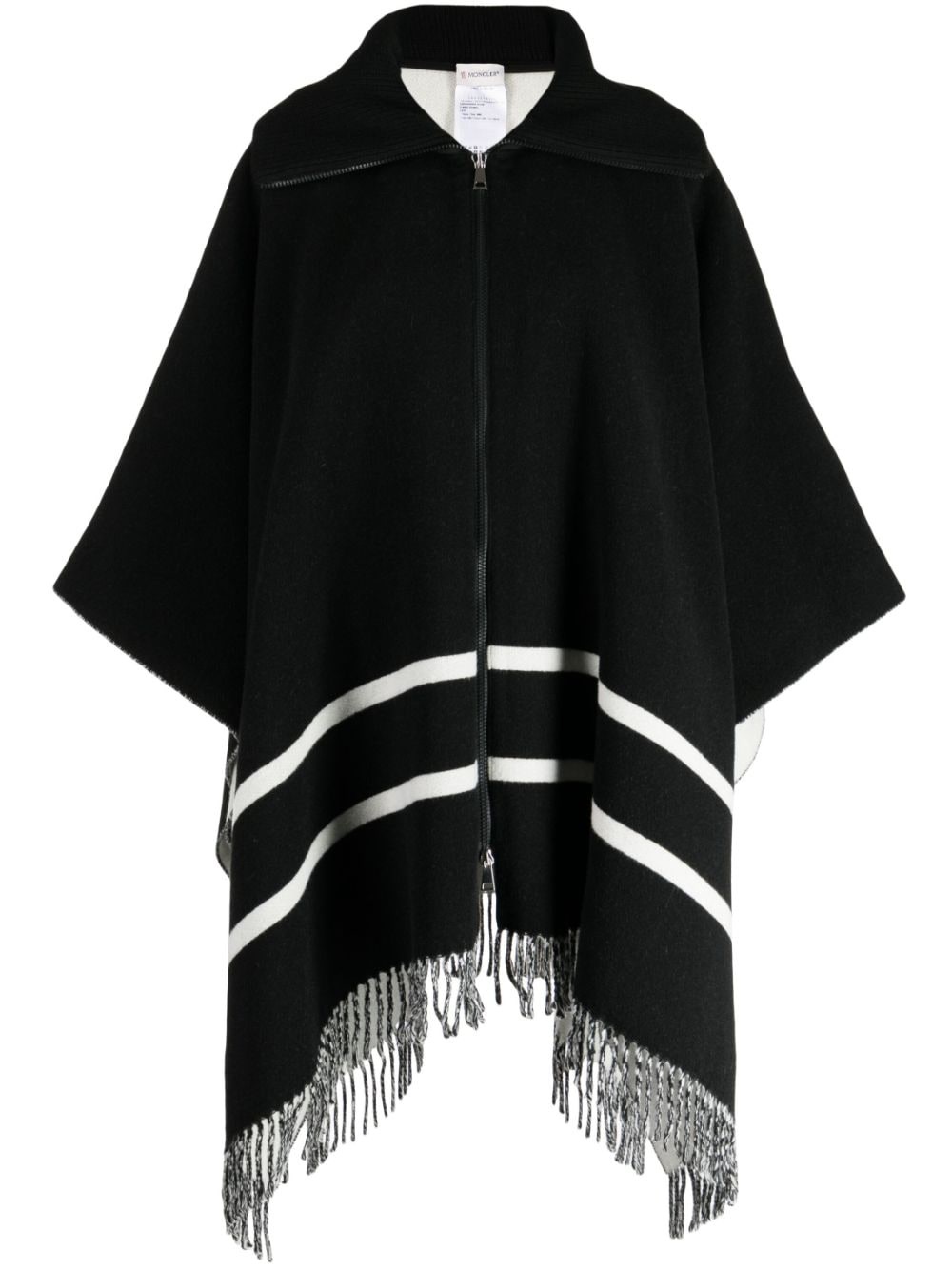 intarsia-knit logo fringe-detailing cape - 1