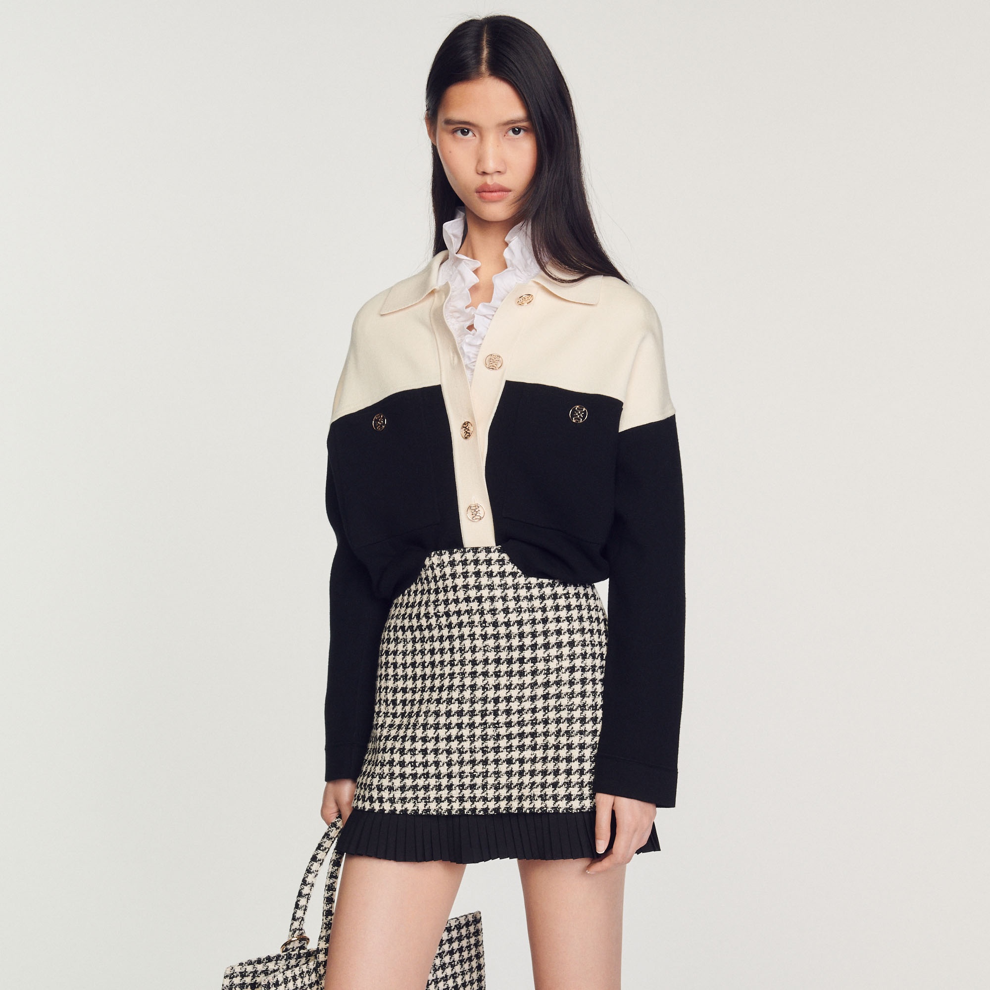 Short houndstooth tweed skirt - 2