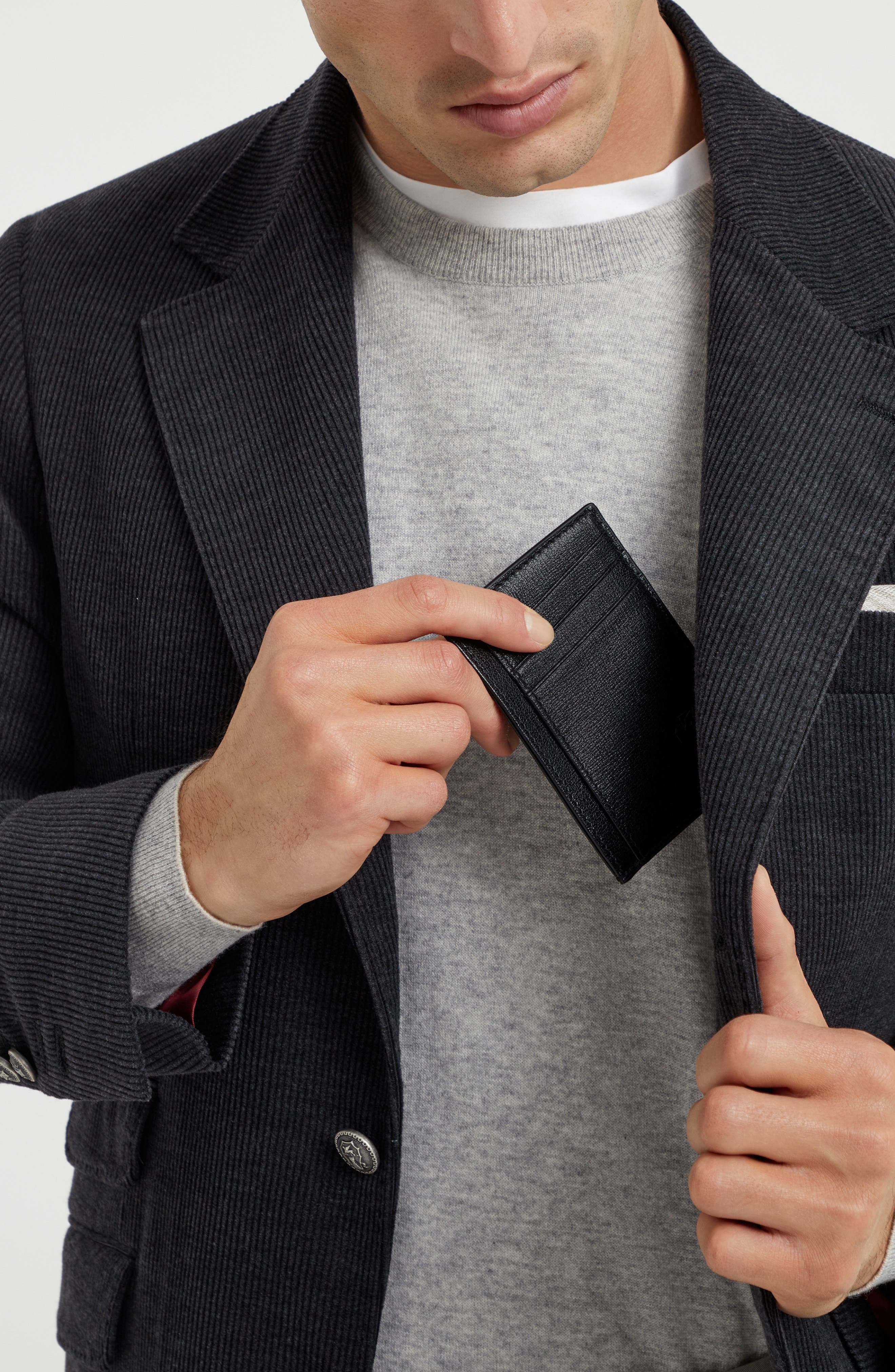 Brunello Cucinelli Capretta card holder in Black at Nordstrom - 5