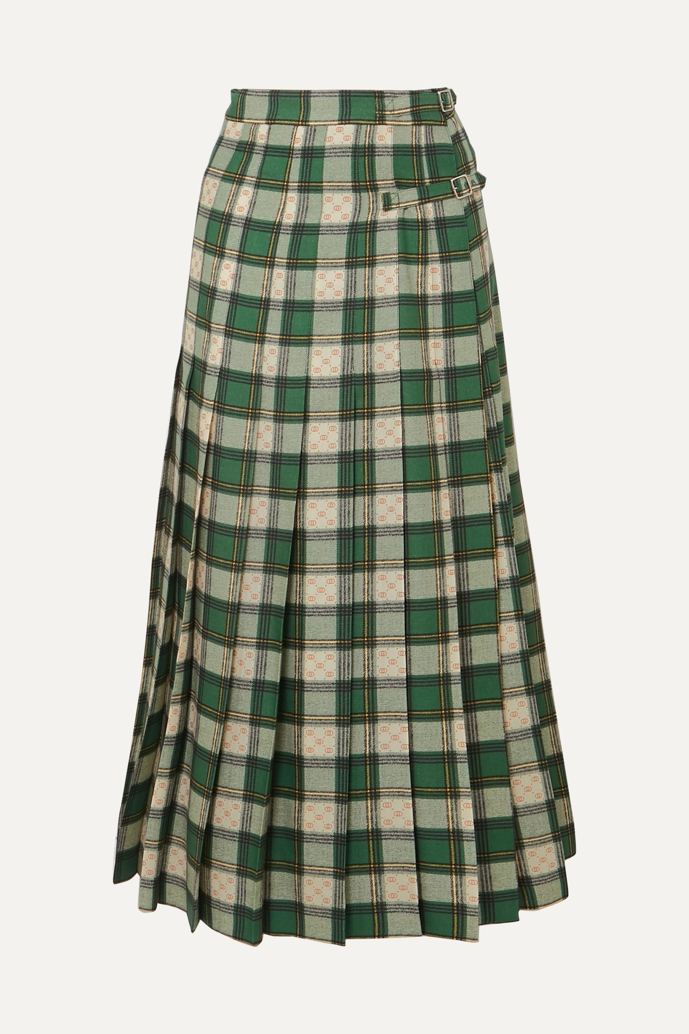 Tartan pleated wool-twill wrap skirt - 1