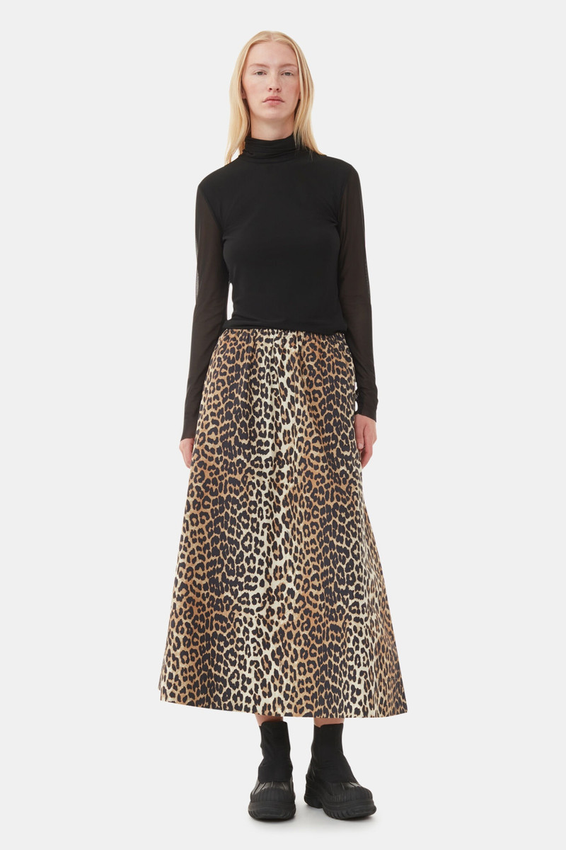 GANNI LEOPARD PRINTED ELASTICATED MAXI SKIRT outlook