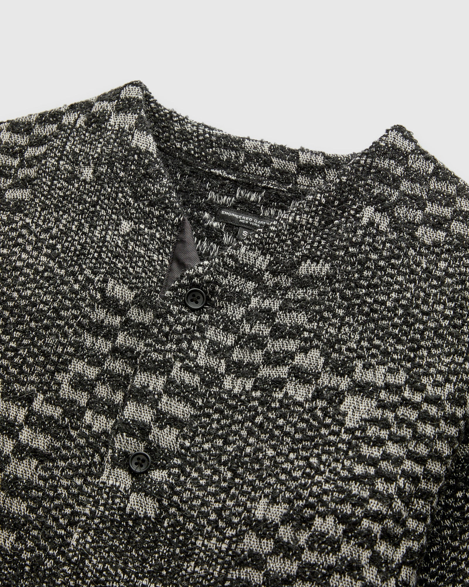 Block Pattern Knit Cardigan Sweater in Black White - 3