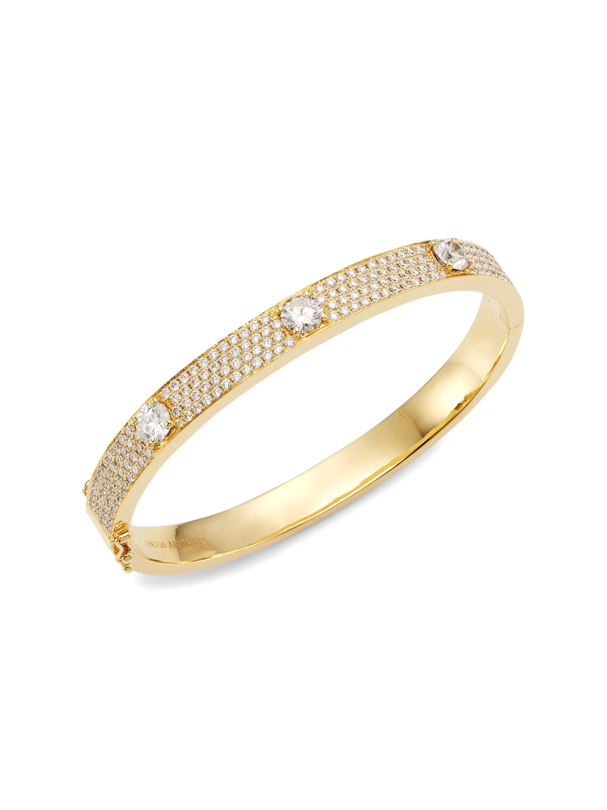Women's 18K Yellow Gold & 3.56 TCW Diamond Bangle - Yellow Gold - 1