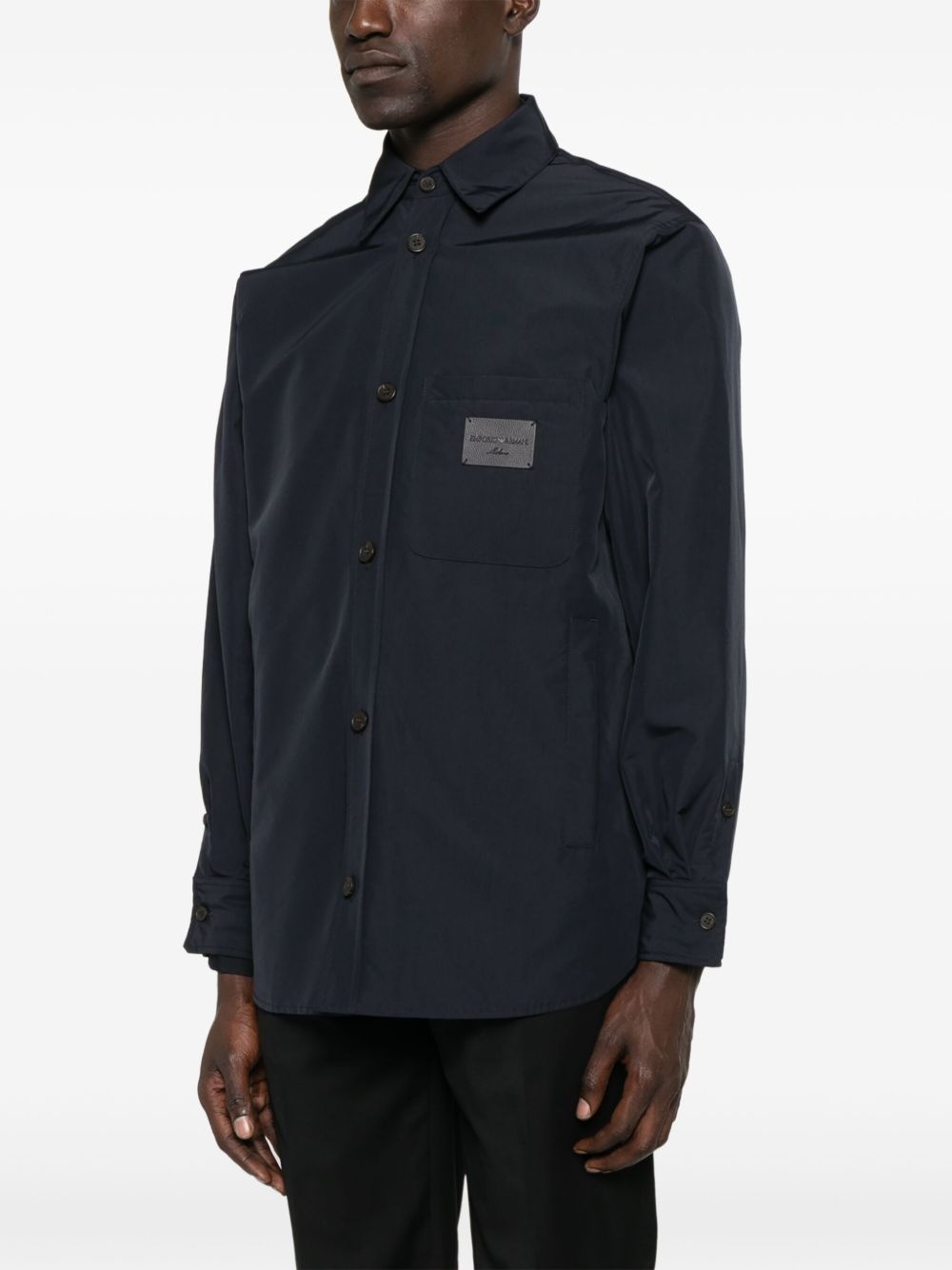 logo-patch shirt jacket - 3