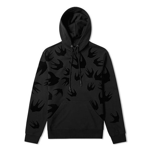 Alexander McQueen Swallow Print Hoodie 'Black' 545412-RLT74-1000 - 1