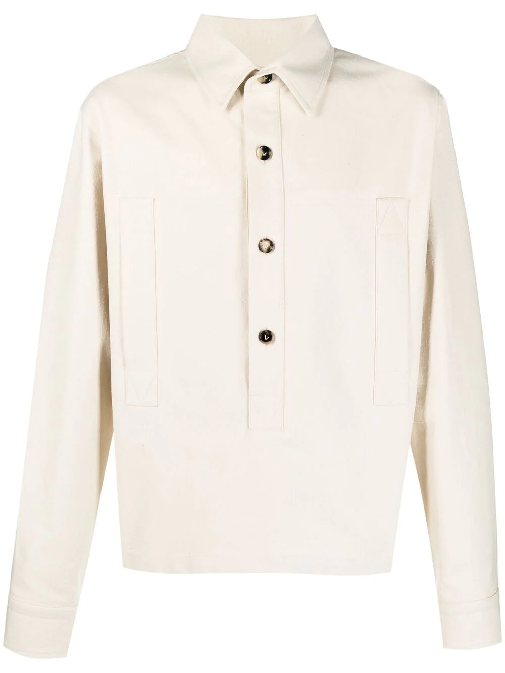 classic-collar cotton-twill shirt - 1