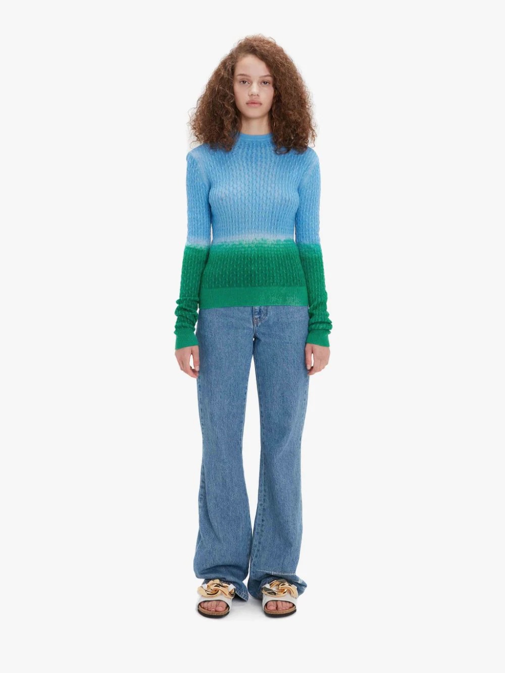 GRADIENT CABLE MOCK NECK JUMPER - 2