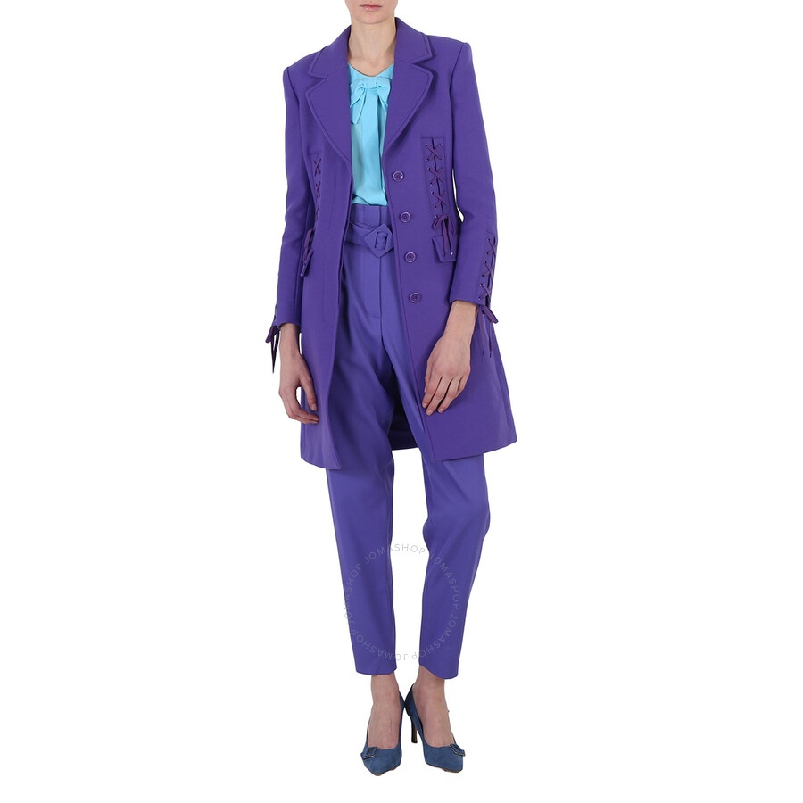 Moschino Ladies Purple Long Single-Breasted Coat - 6