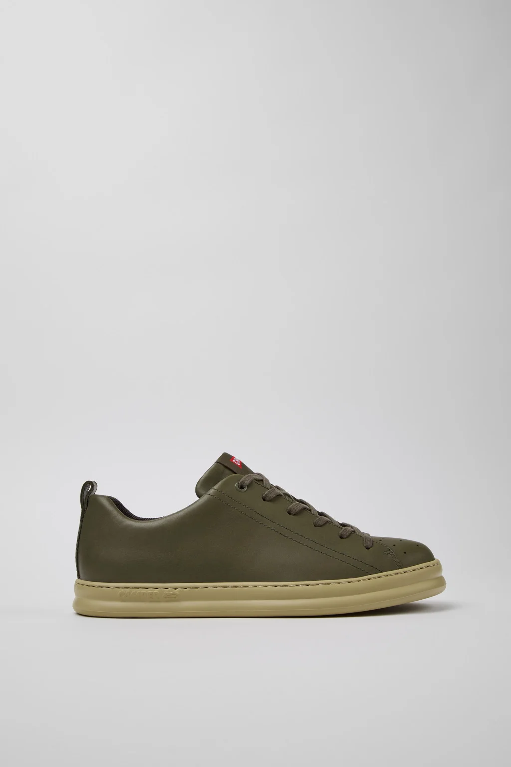 Green Leather Men's Sneakers. - 1