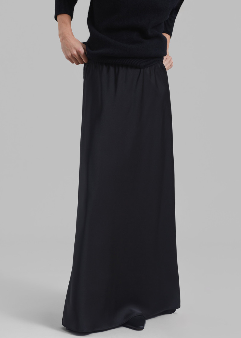 Priscilla Maxi Satin Skirt - Black 3