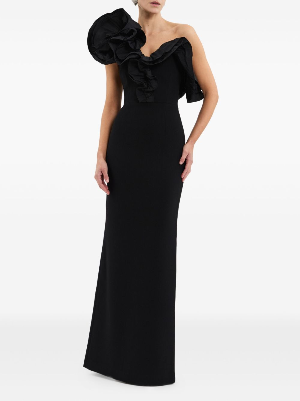Ella ruffle-detail one-shoulder gown - 2