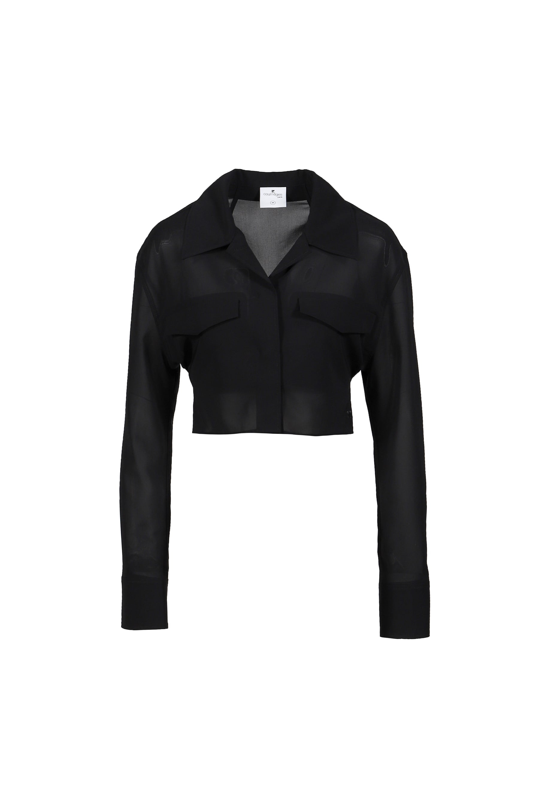 2-POCKET COTTON CROP SHIRT / BLK - 5