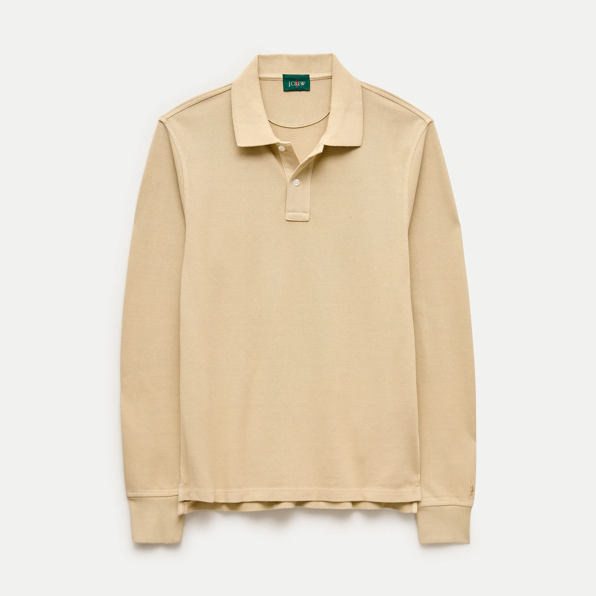 Long-sleeve washed piqué polo shirt - 1