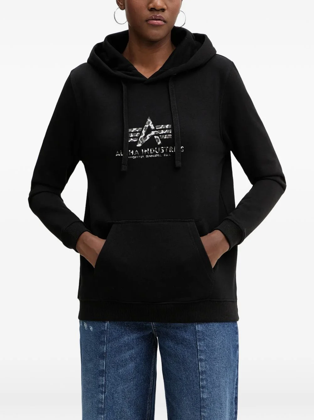 logo-print drawstring hoodie - 1