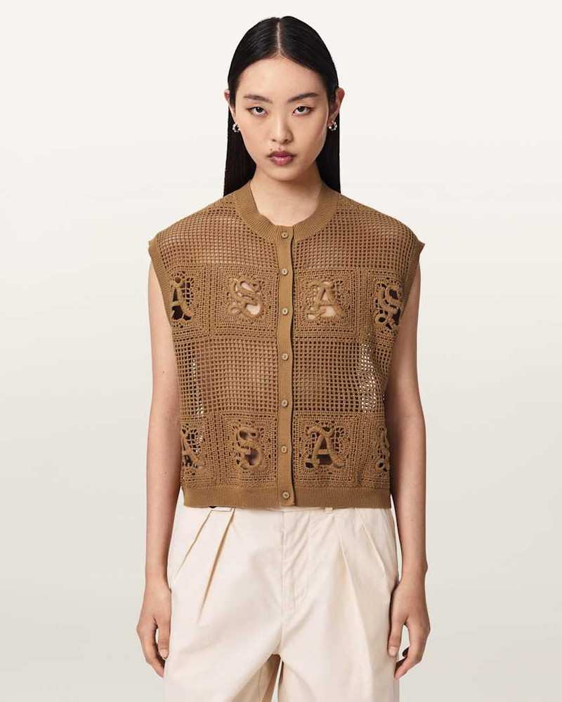 ALLSAINTS KYRA CROCHET COTTON WAISTCOAT outlook
