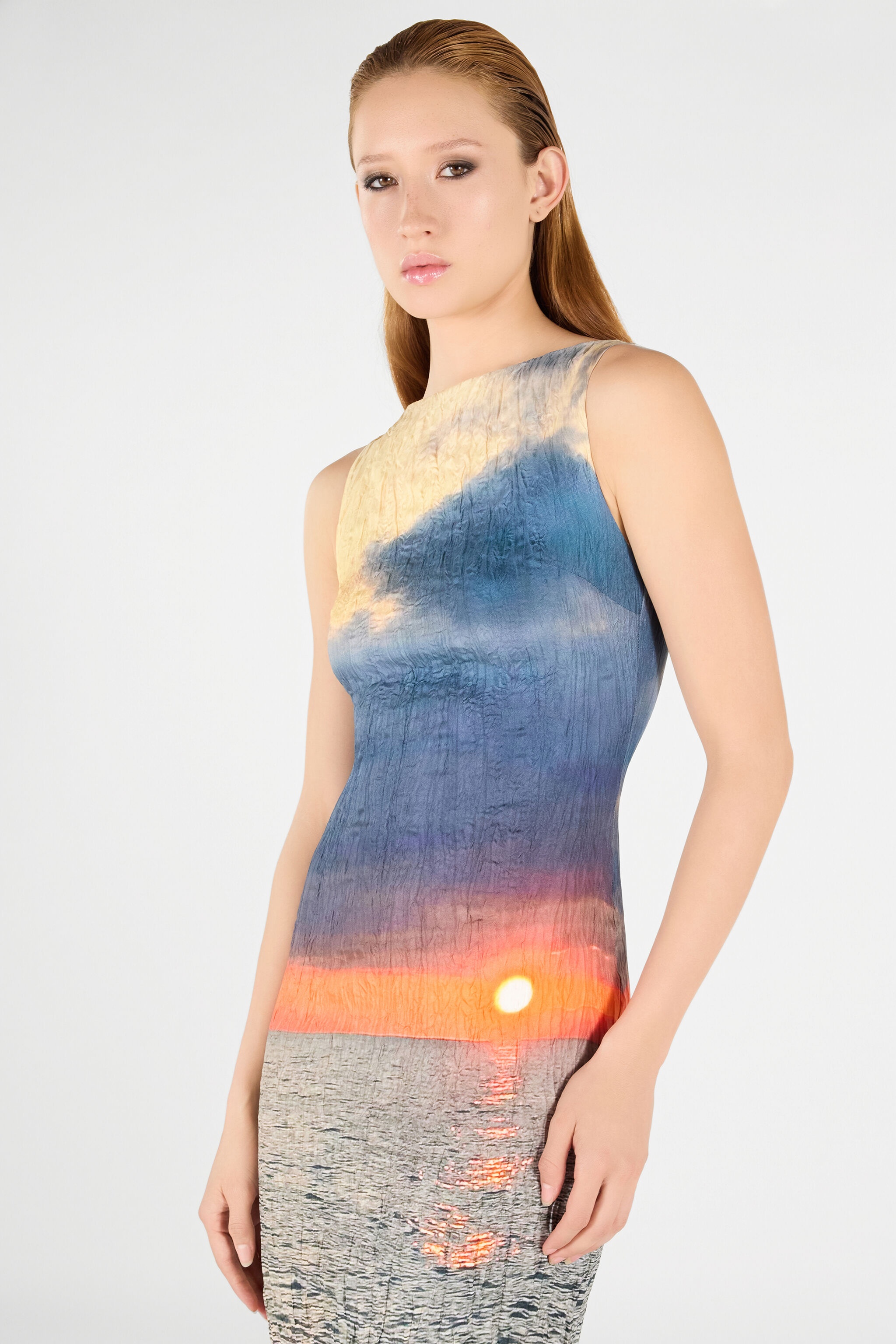 Sunrise Print Long Dress - 6