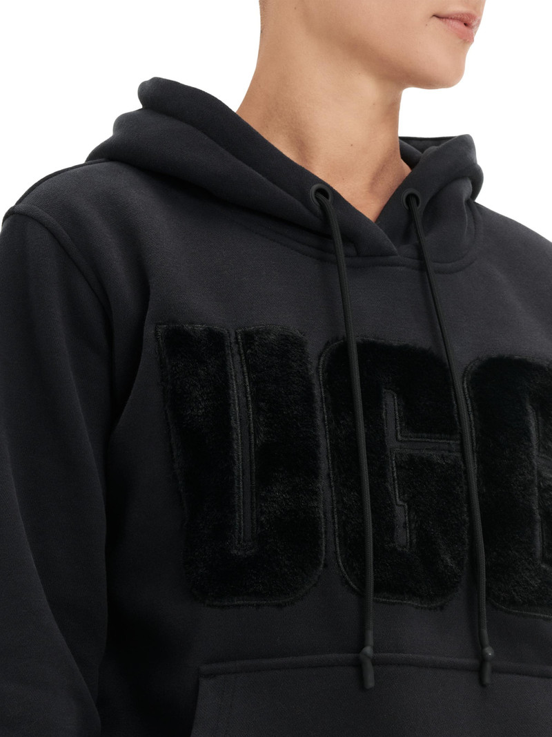 Women's Fuzzy Logo Hoodie - Black 6