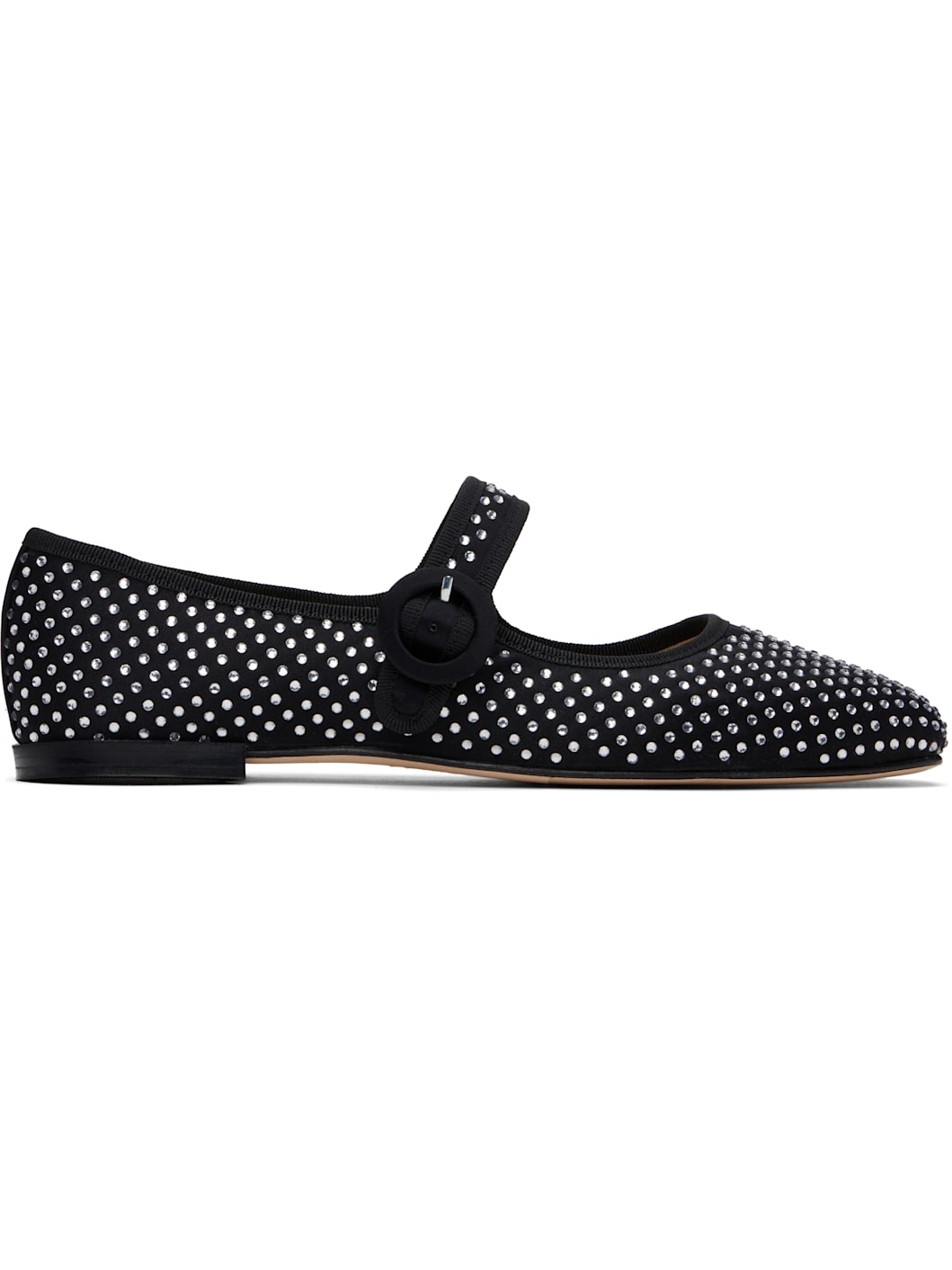 Black Georgia Square-Toe Mary Jane Ballerina Flats - 1
