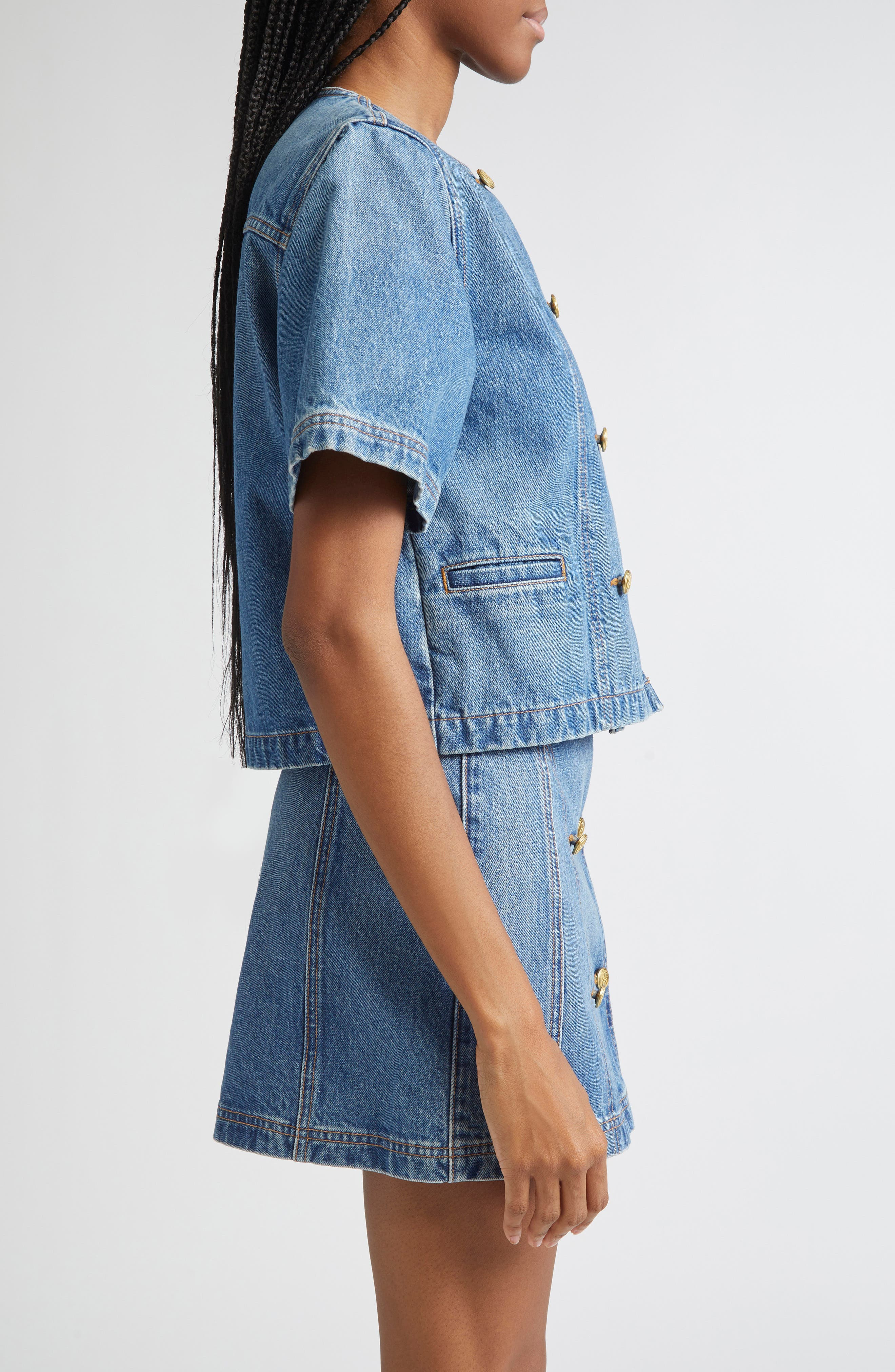 Ulla Johnson The Serge Double Breasted Denim Shirt in Danube at Nordstrom - 3