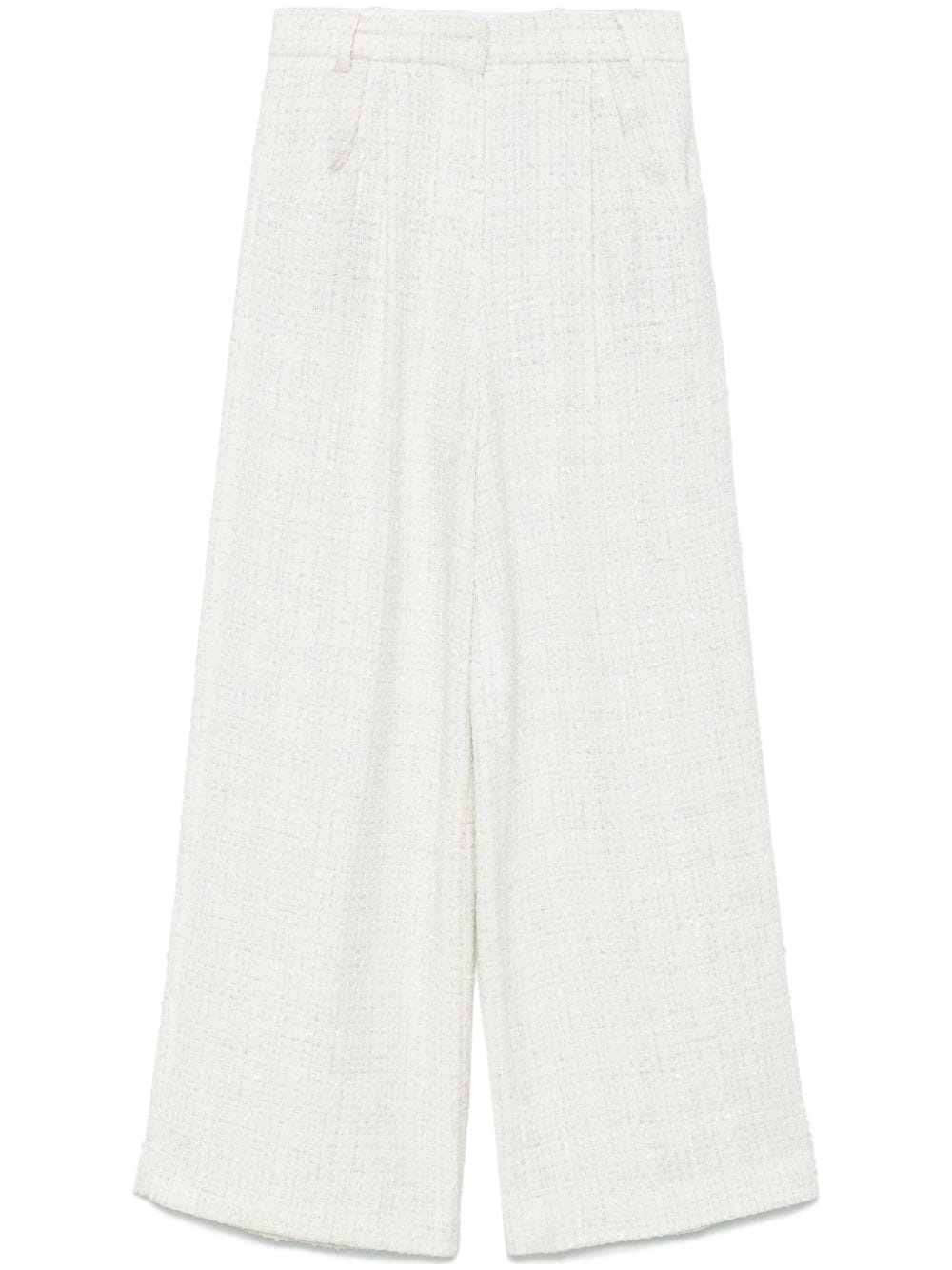 wide-leg tweed trousers - 1
