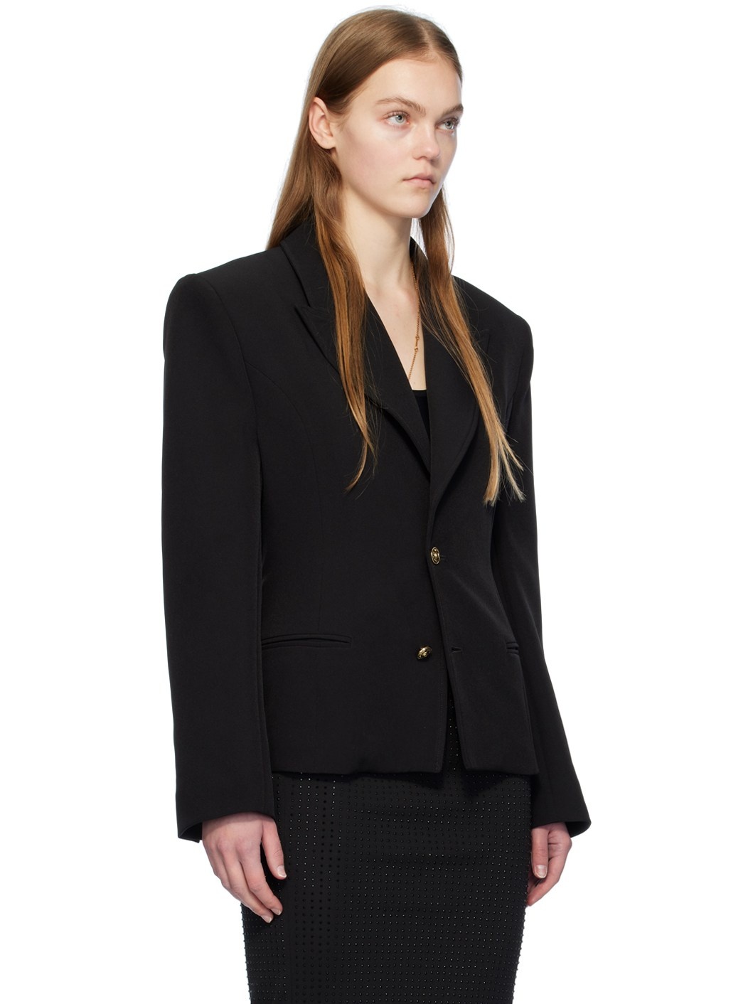 Black Lace-Up Blazer - 2