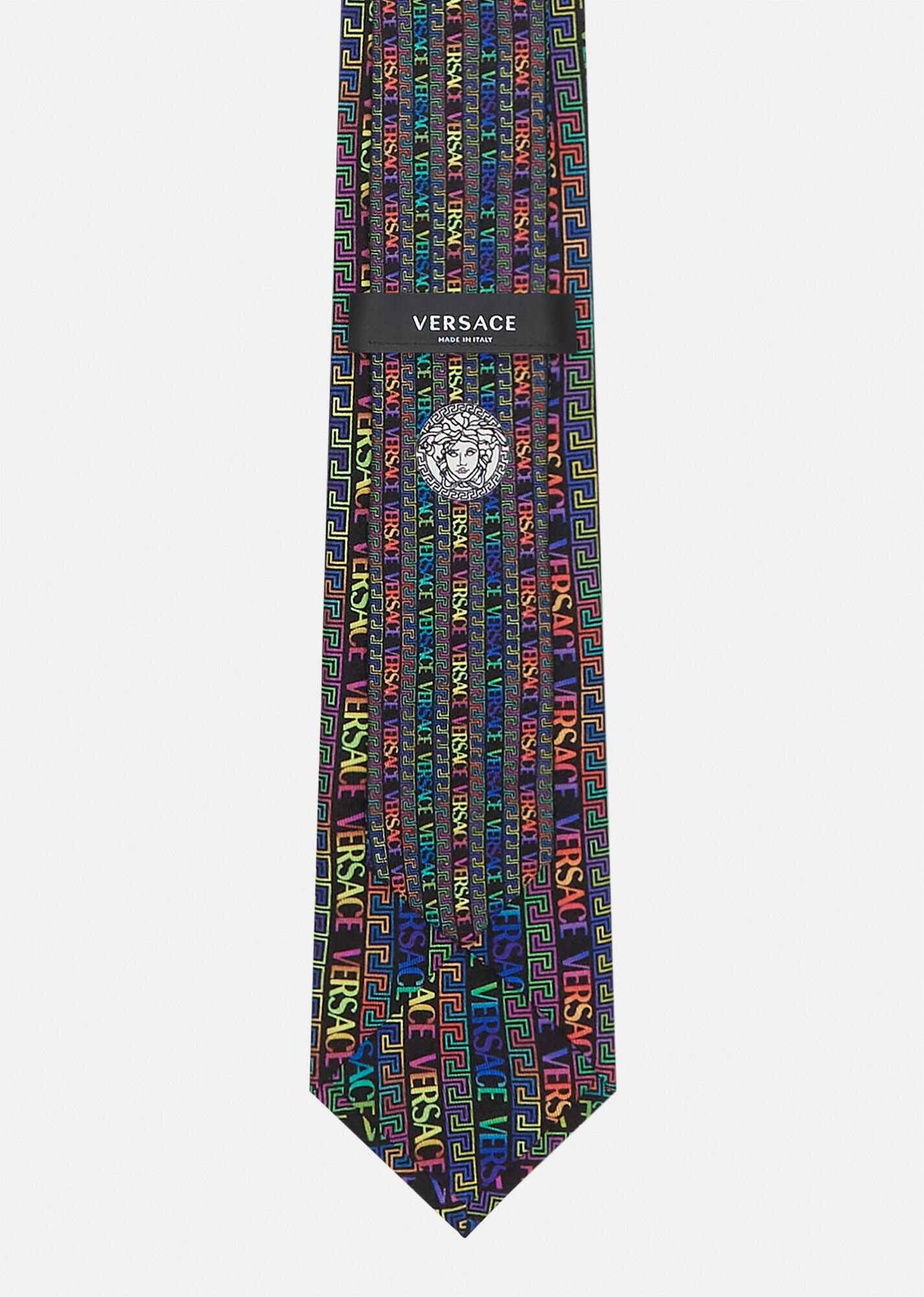 Greca Neon Print Silk Tie - 3