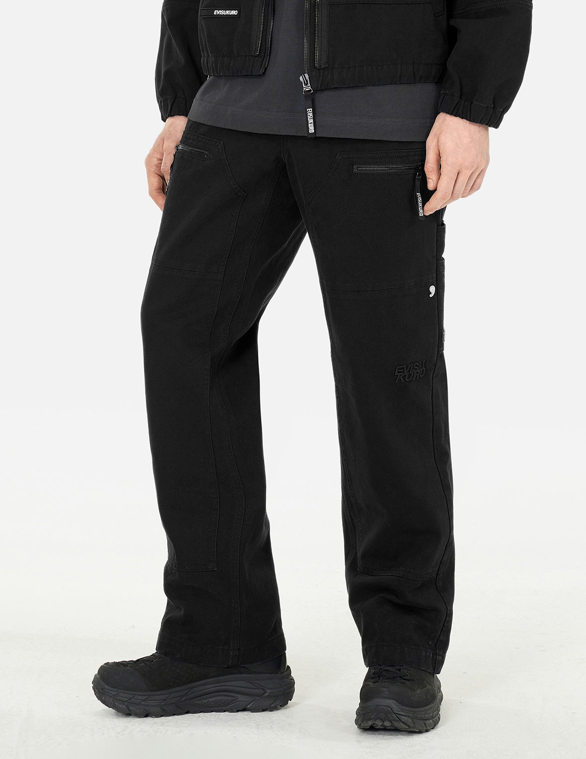 Seagull and Logo Embroidery Loose Fit Cargo Pants - 4