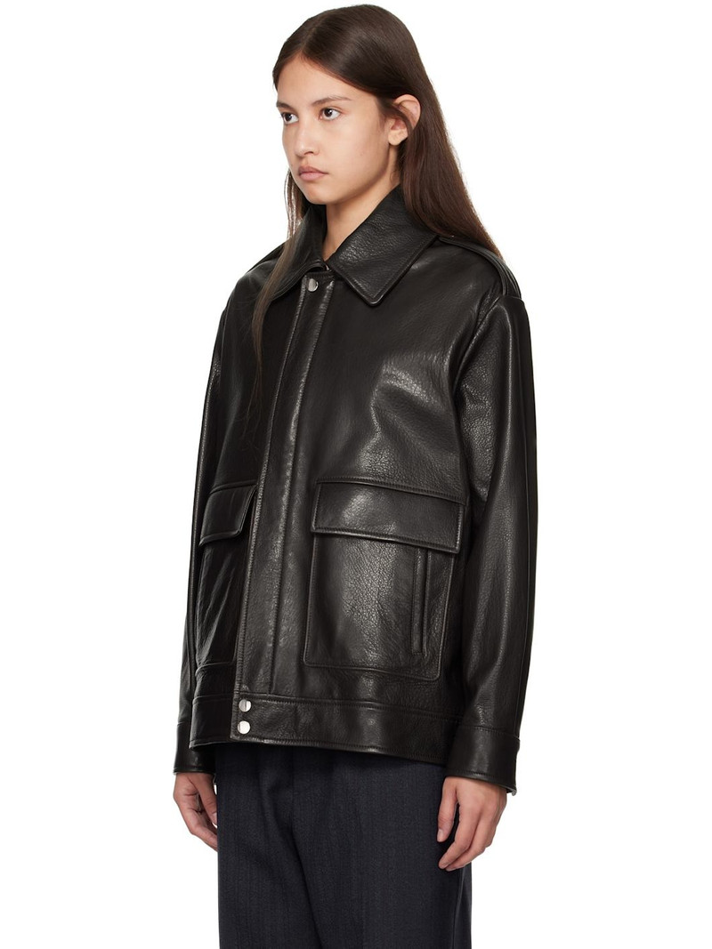 NOUR HAMMOUR Brown Drey Leather Jacket outlook