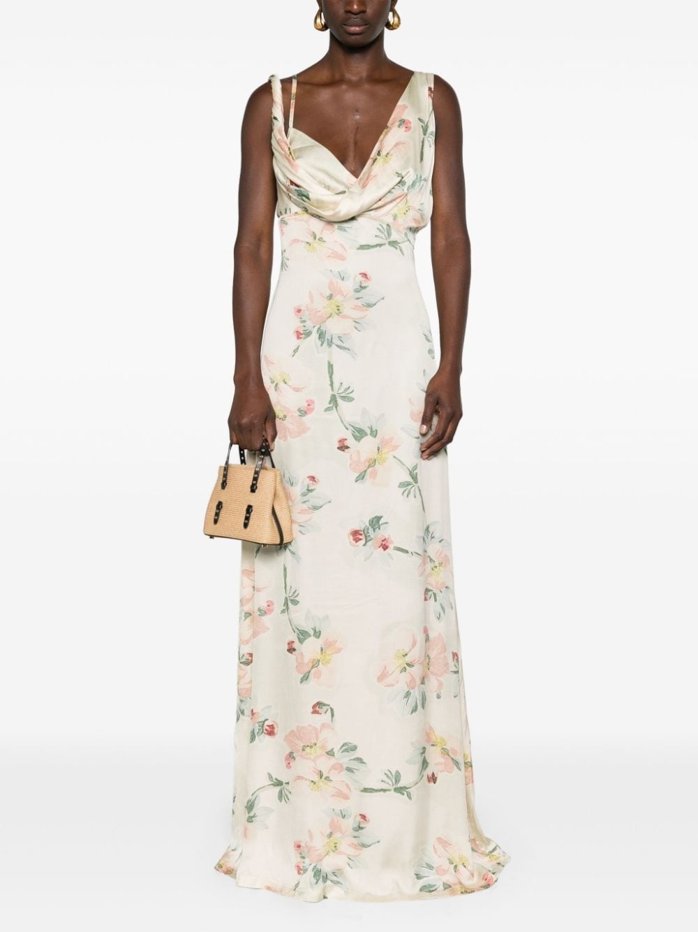 floral-print satin maxi dress - 2