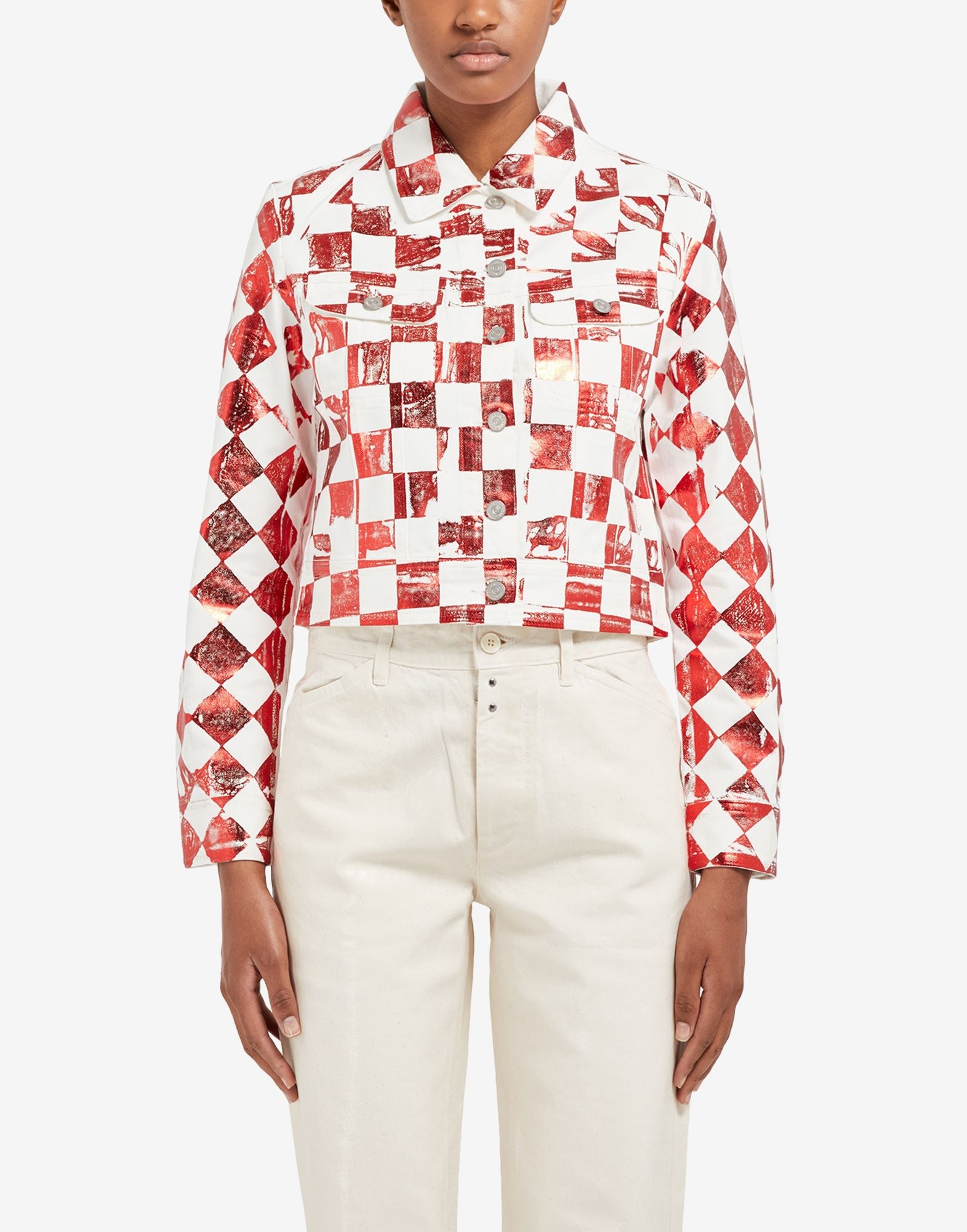 Fchess mylar print fitted denim jacket - 5
