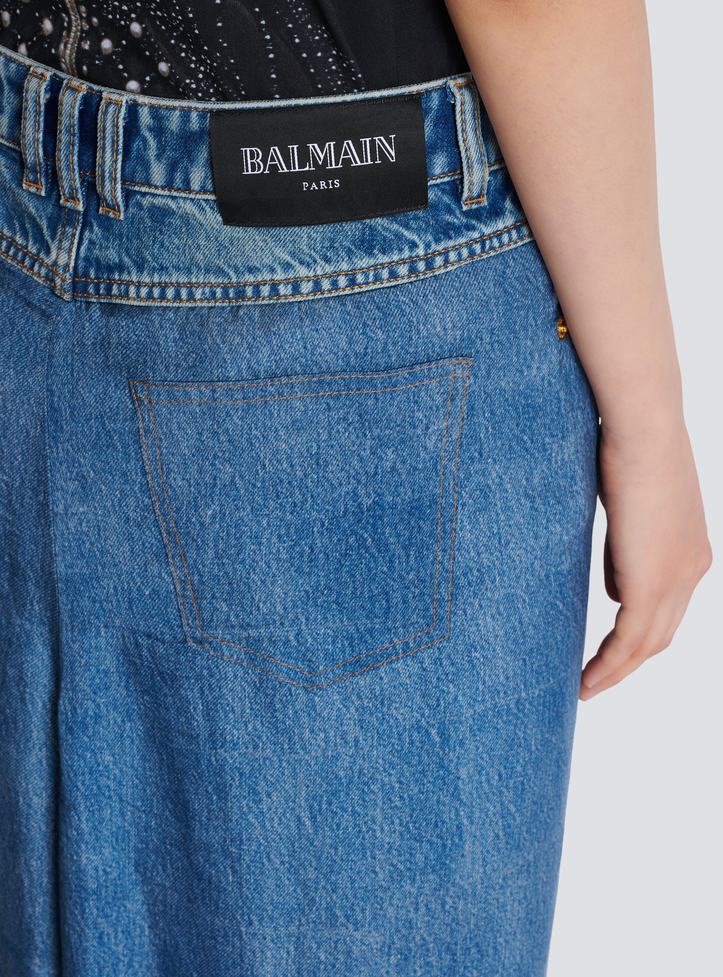 Denim jeans with draped skirt - 8