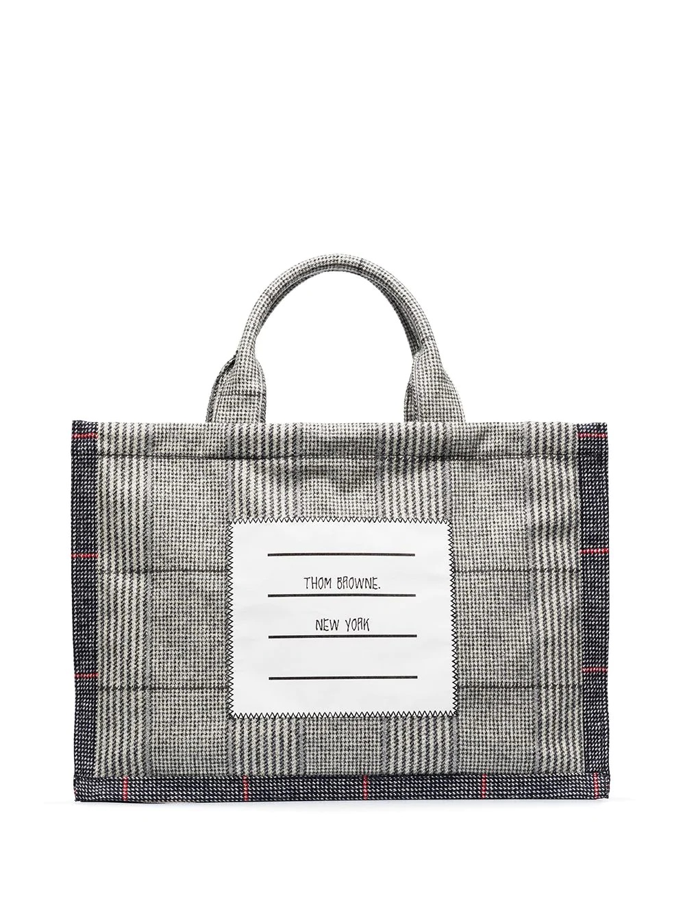 Grey checked tote bag - 1