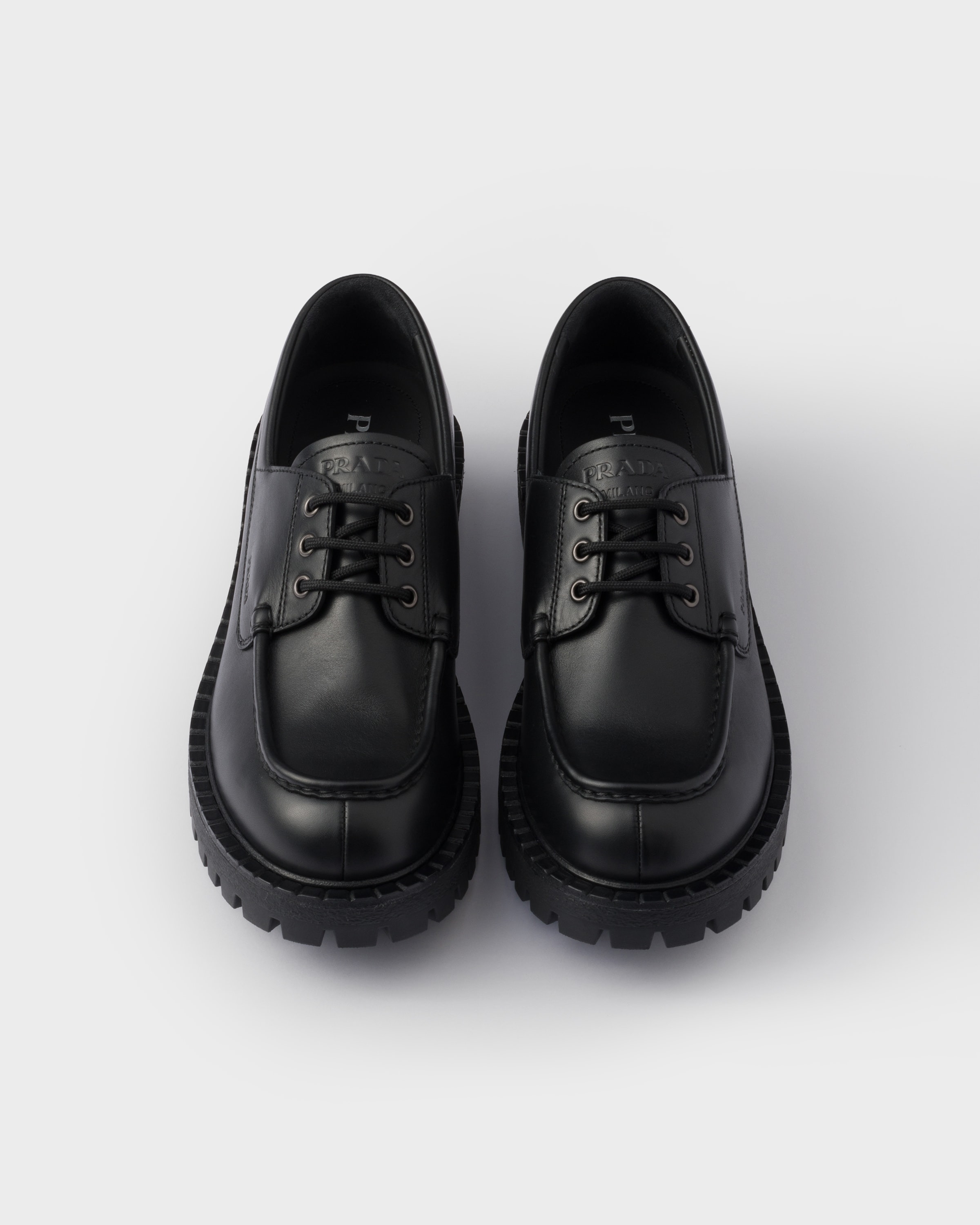 Laced leather loafers - 4
