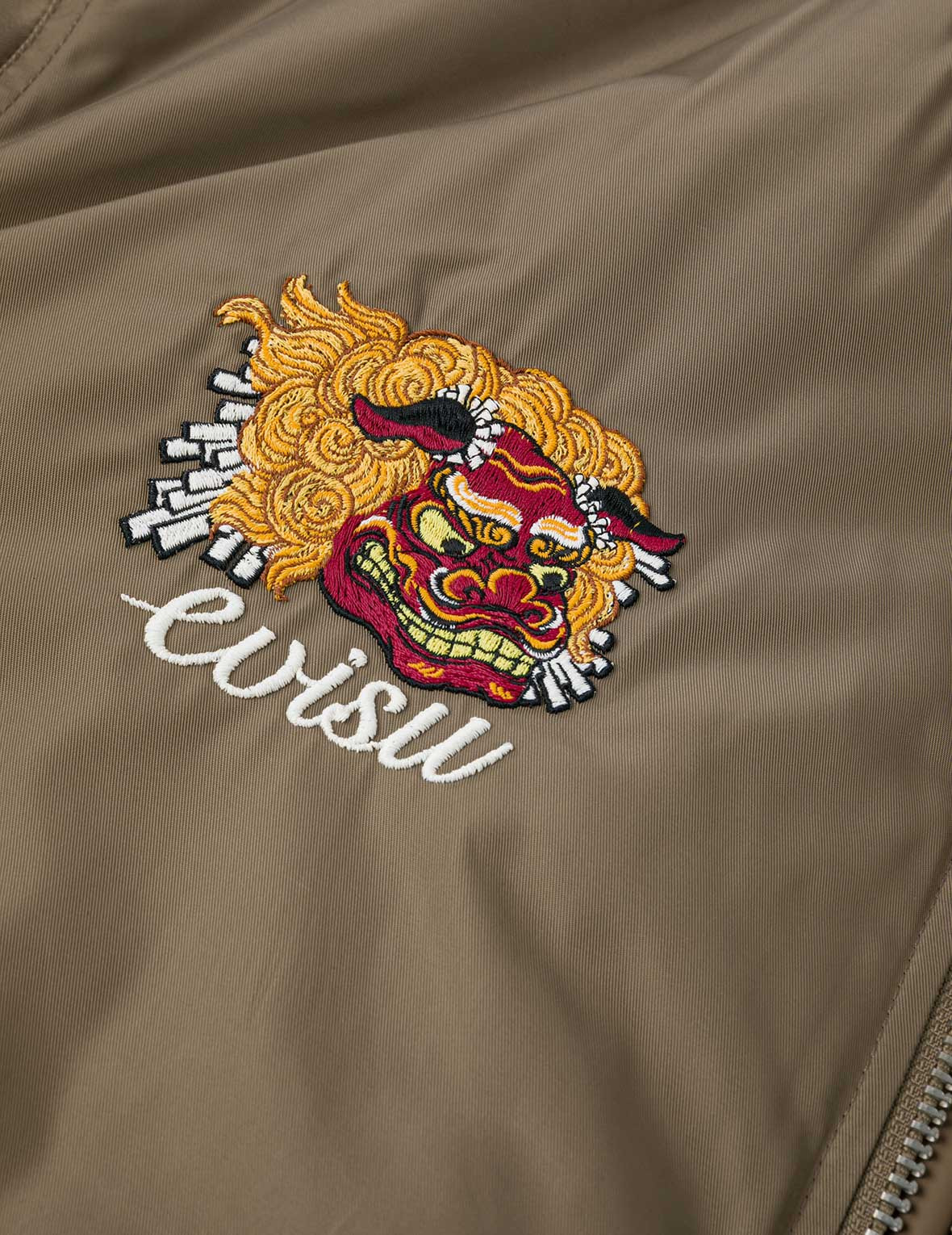 Logo and Godhead Lion Dance Embroidery Relax Fit Bomber Jacket - 7