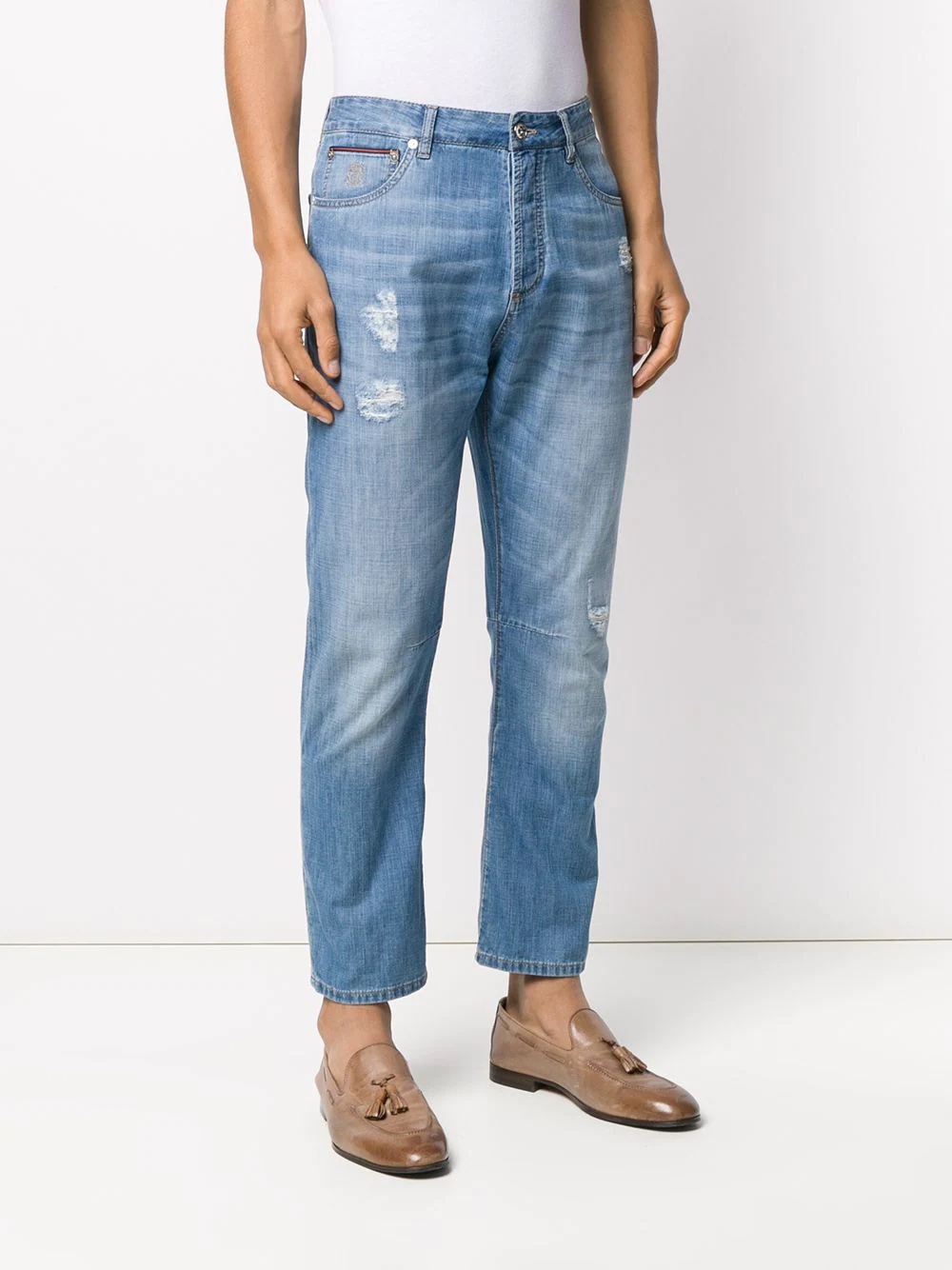 distressed straight-leg jeans - 3