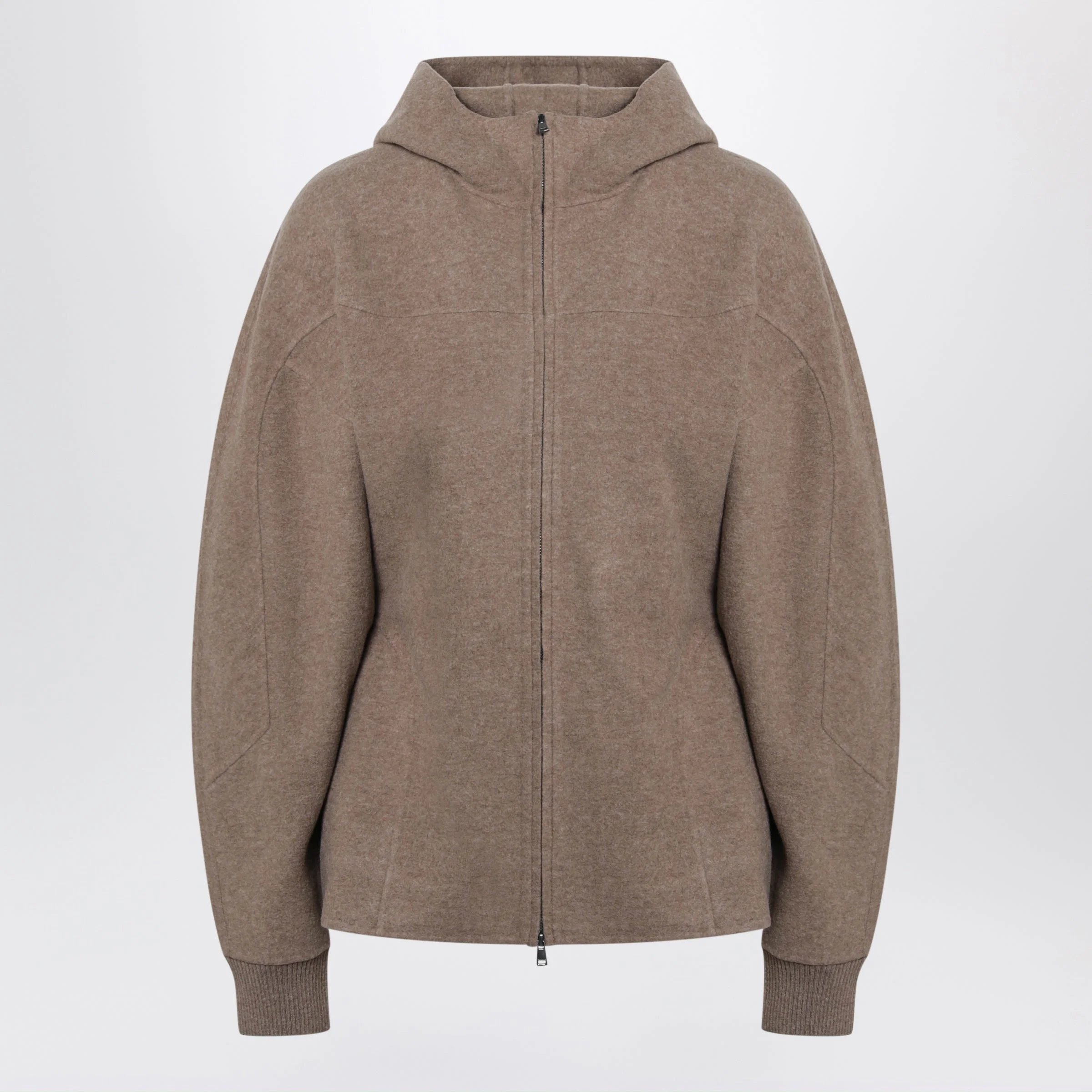 Max Mara Brown Hooded Sweatshirt In Wool And Cashmere Women - 1