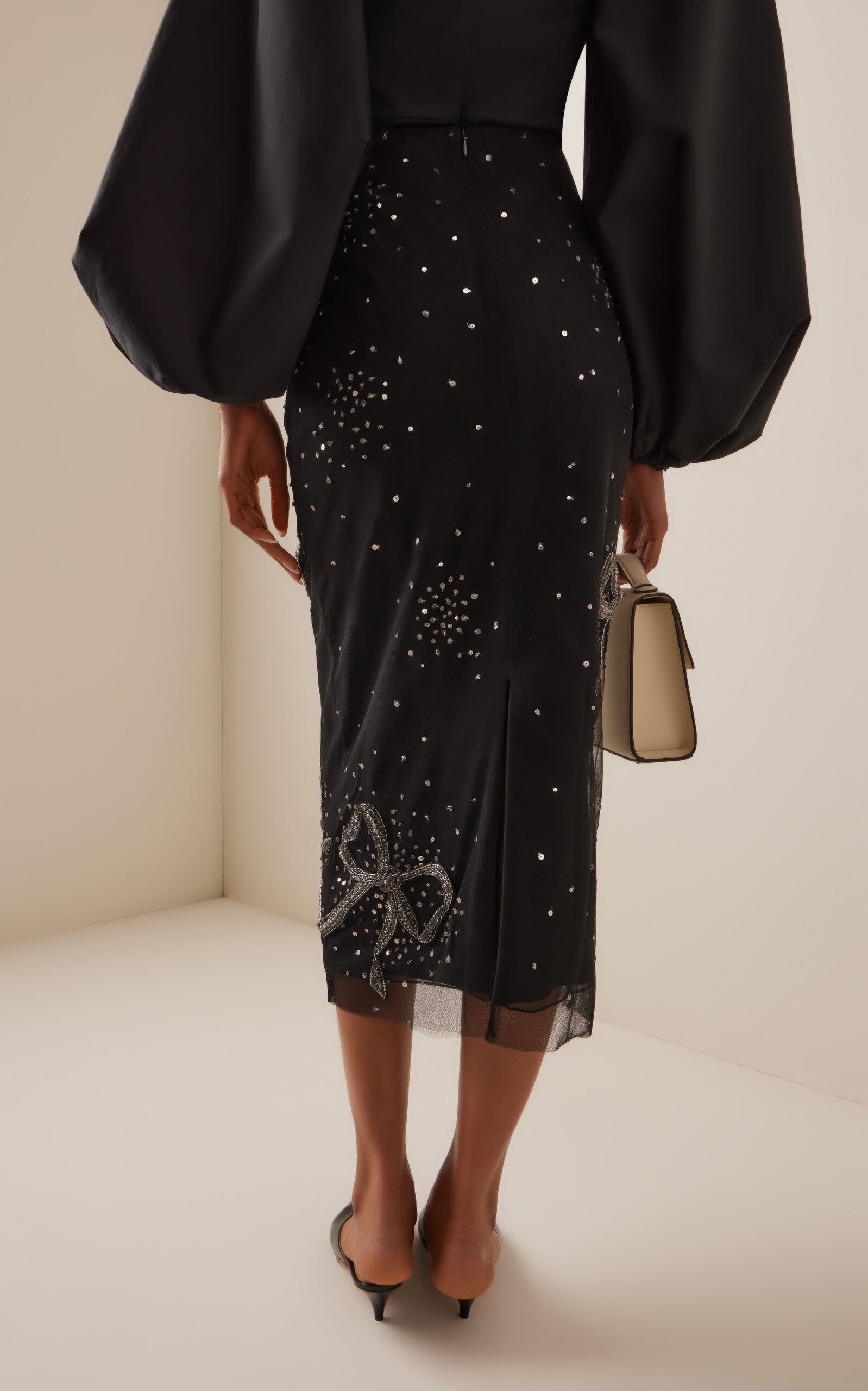 Embellished Tulle Midi Skirt black - 4