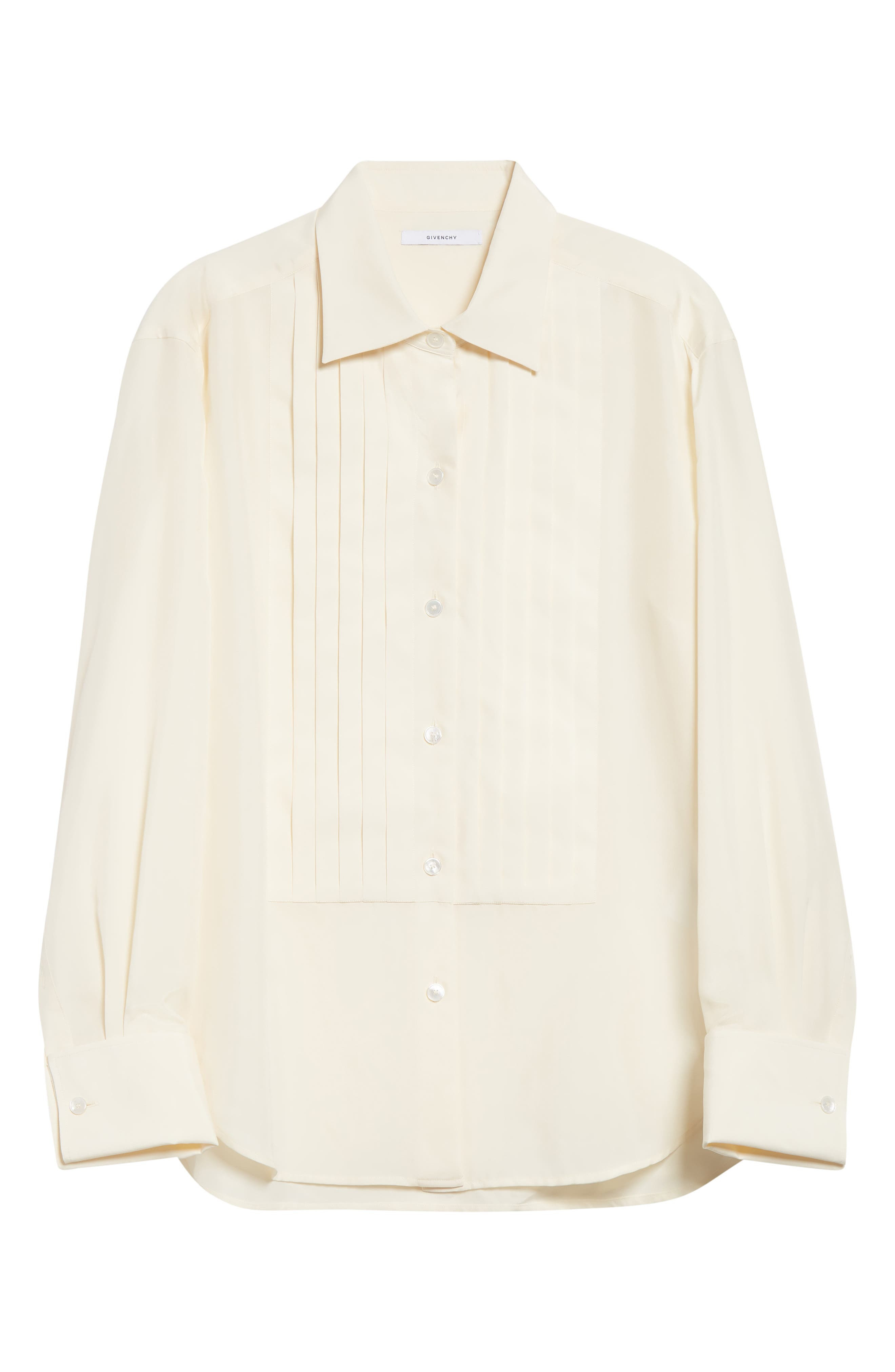 Givenchy Silk Tuxedo Shirt in Ecru at Nordstrom - 6