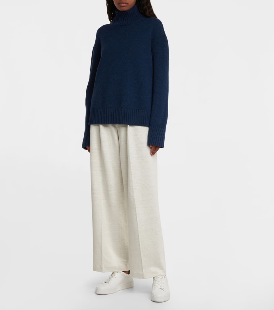 High-rise linen straight pants - 2