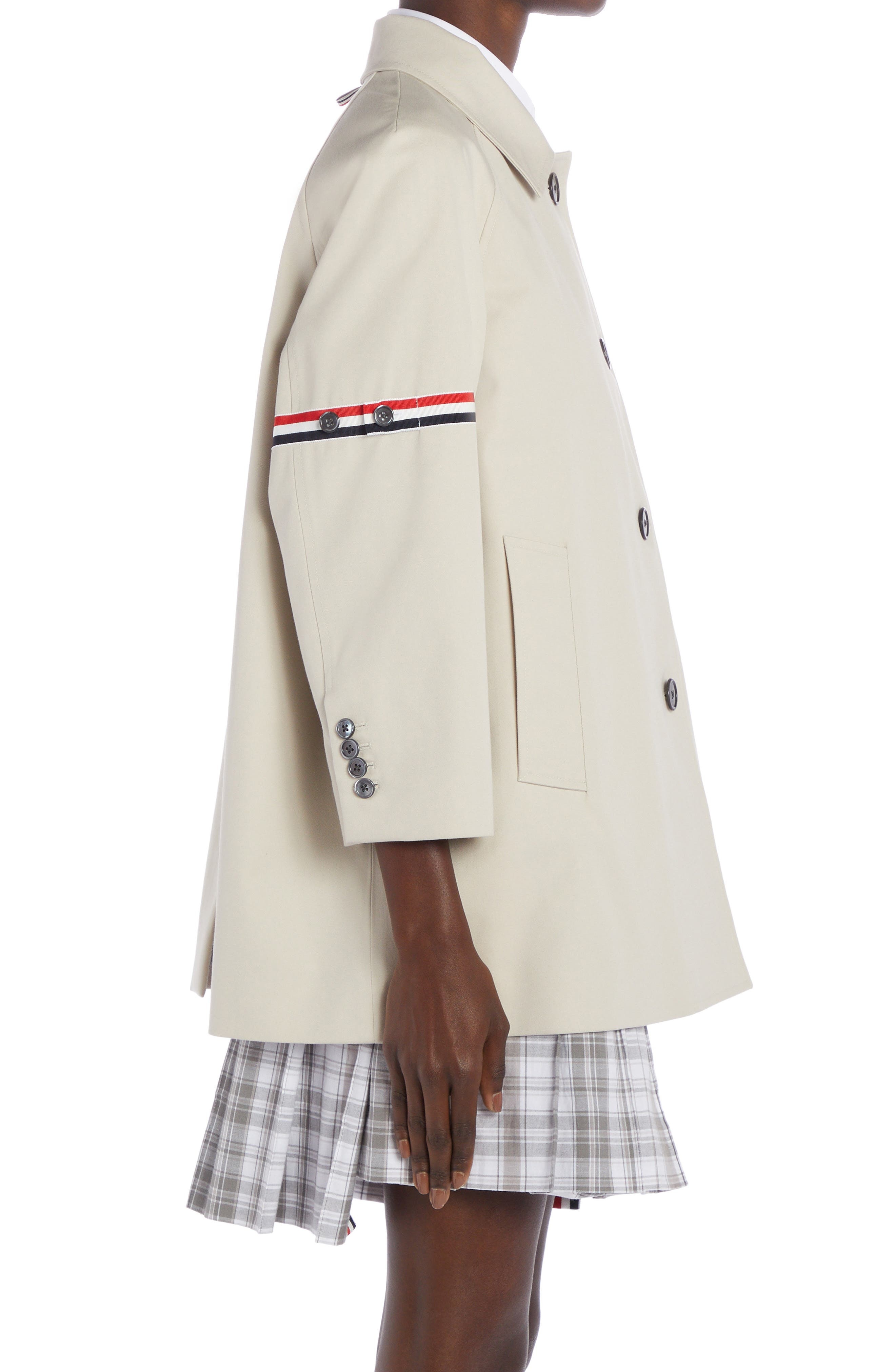 Thom Browne Armband Waterproof Twill Crop Car Coat in Khaki at Nordstrom - 3