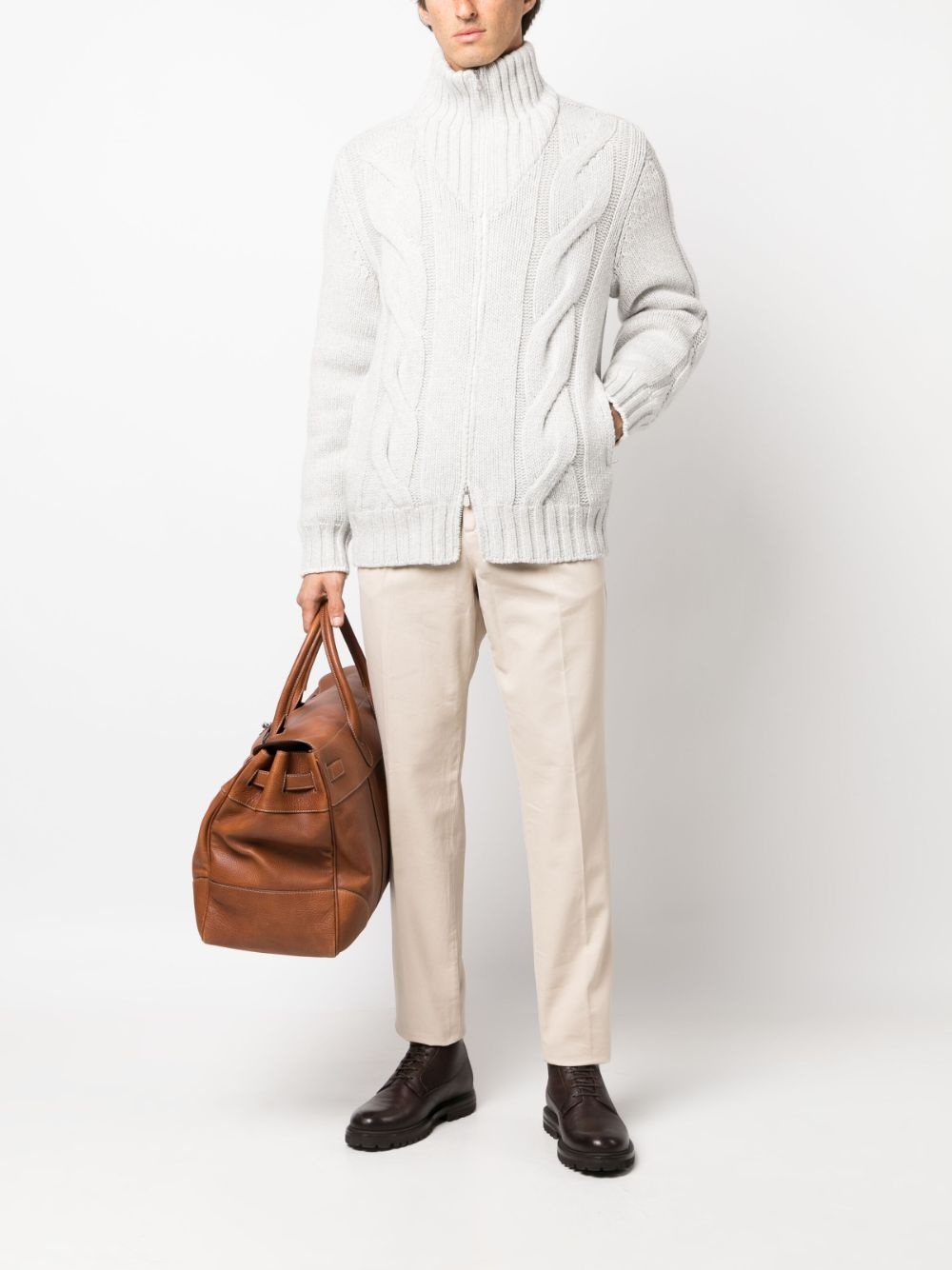 cable-knit padded jacket - 2