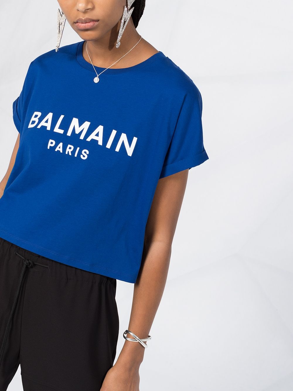 cropped logo print T-shirt - 3